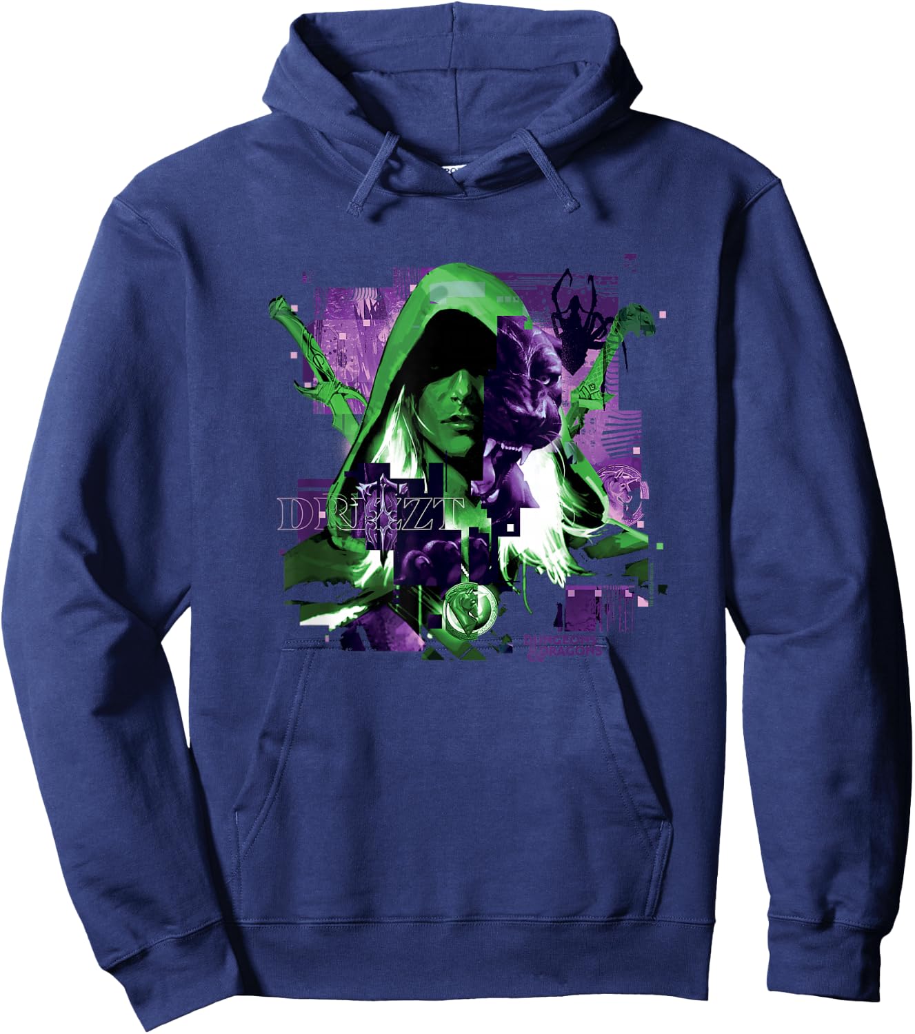 Dungeons & Dragons Drizzt Hooded Face Portrait Vintage Hoodie - Hoodie | Navy