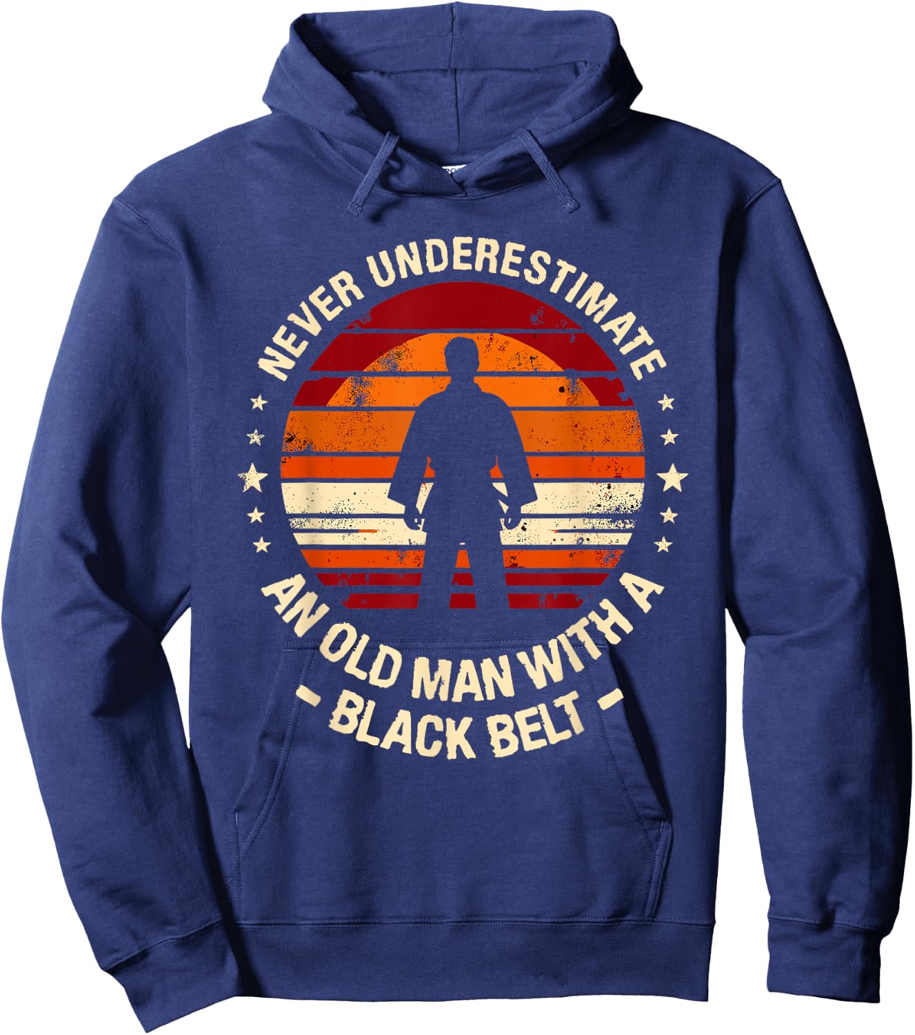 Never Underestimate An Old Man Black Belt Martial Arts Hoodie - Hoodie | Navy
