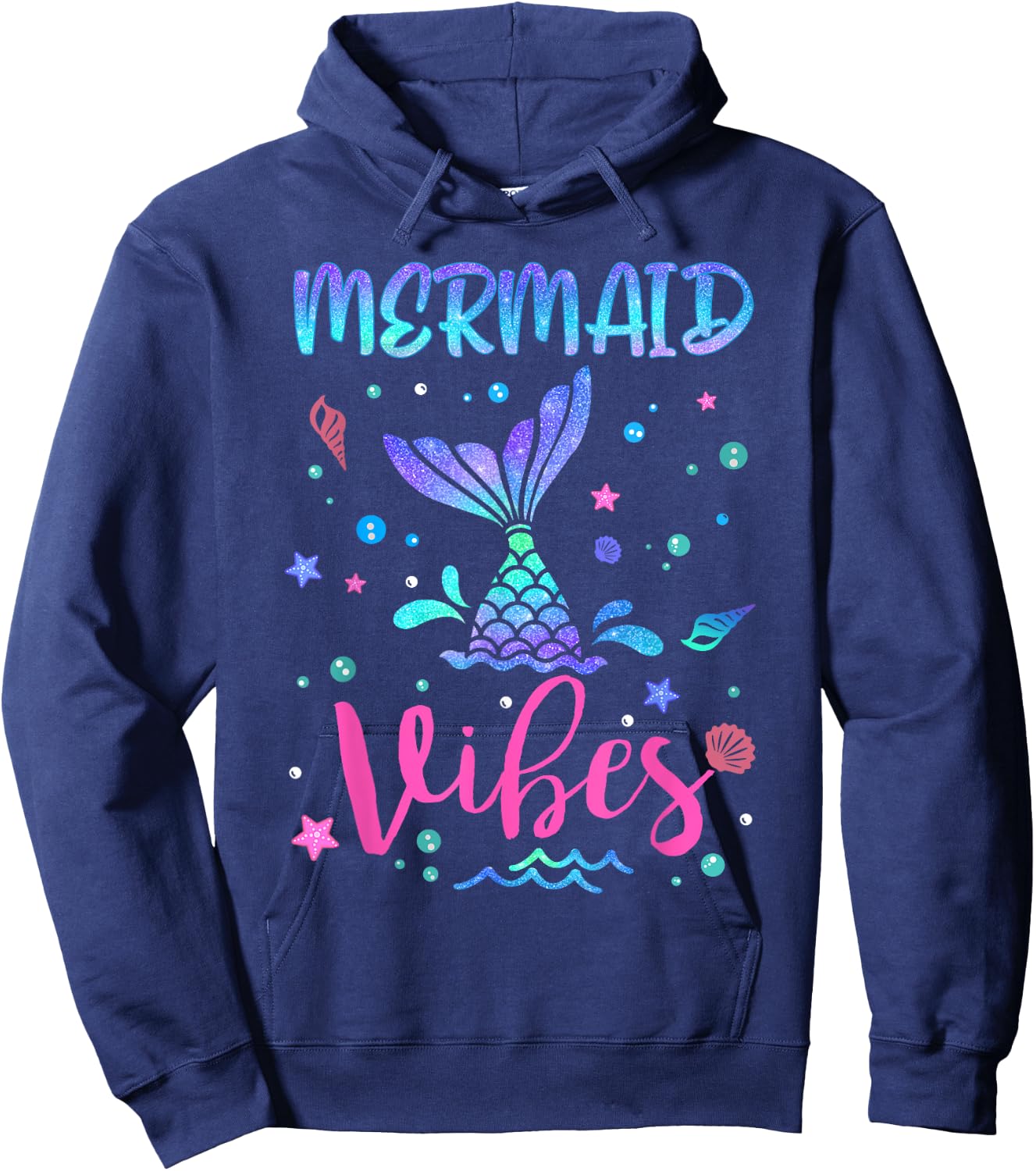 Mermaid Vibes Party Mermaid Tail Matching Family Squad Hoodie - Hoodie | Navy