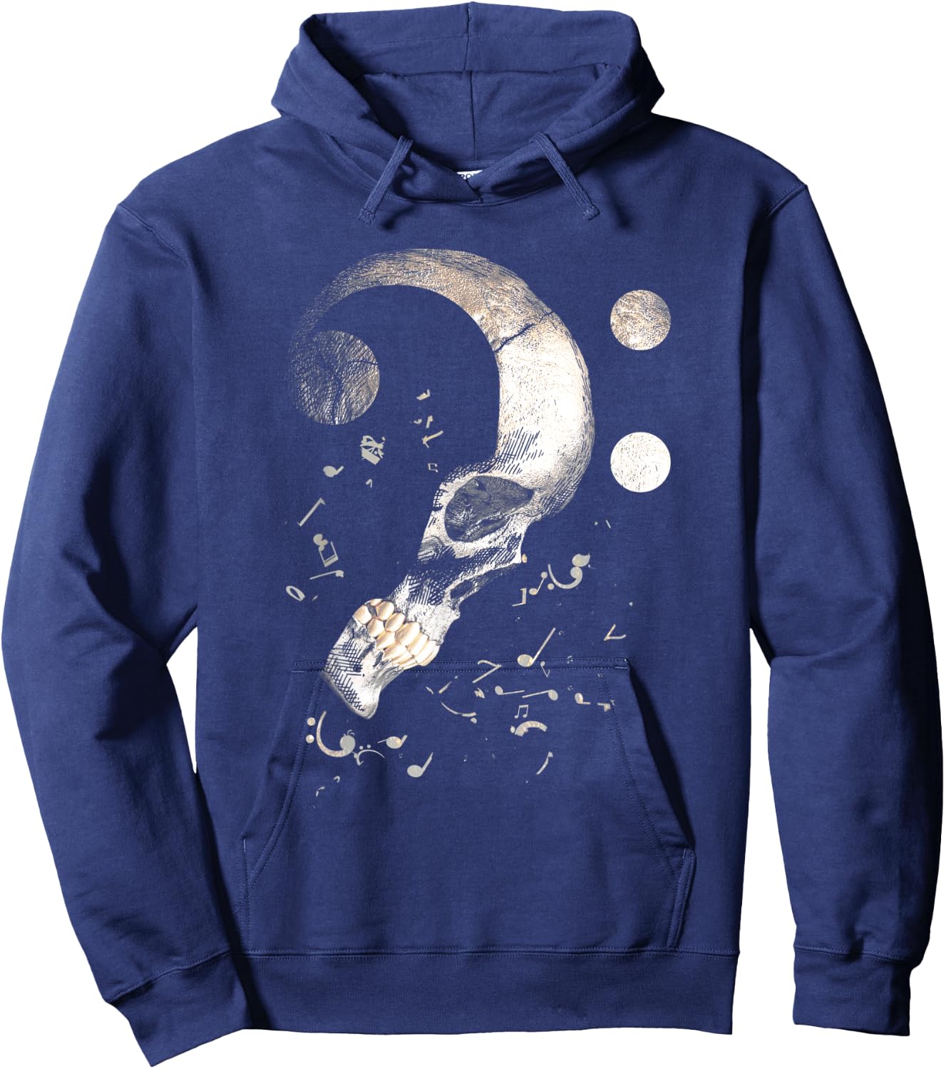 Vintage Bass Clef Skull Bass Guitar for Bassist Sheet Music Hoodie - Hoodie | Navy