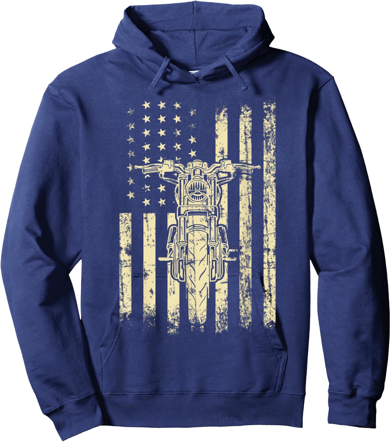 Vintage American Motorcycle American Flag Cool Biker Gift Women Kids Men Hoodie - Hoodie | Navy