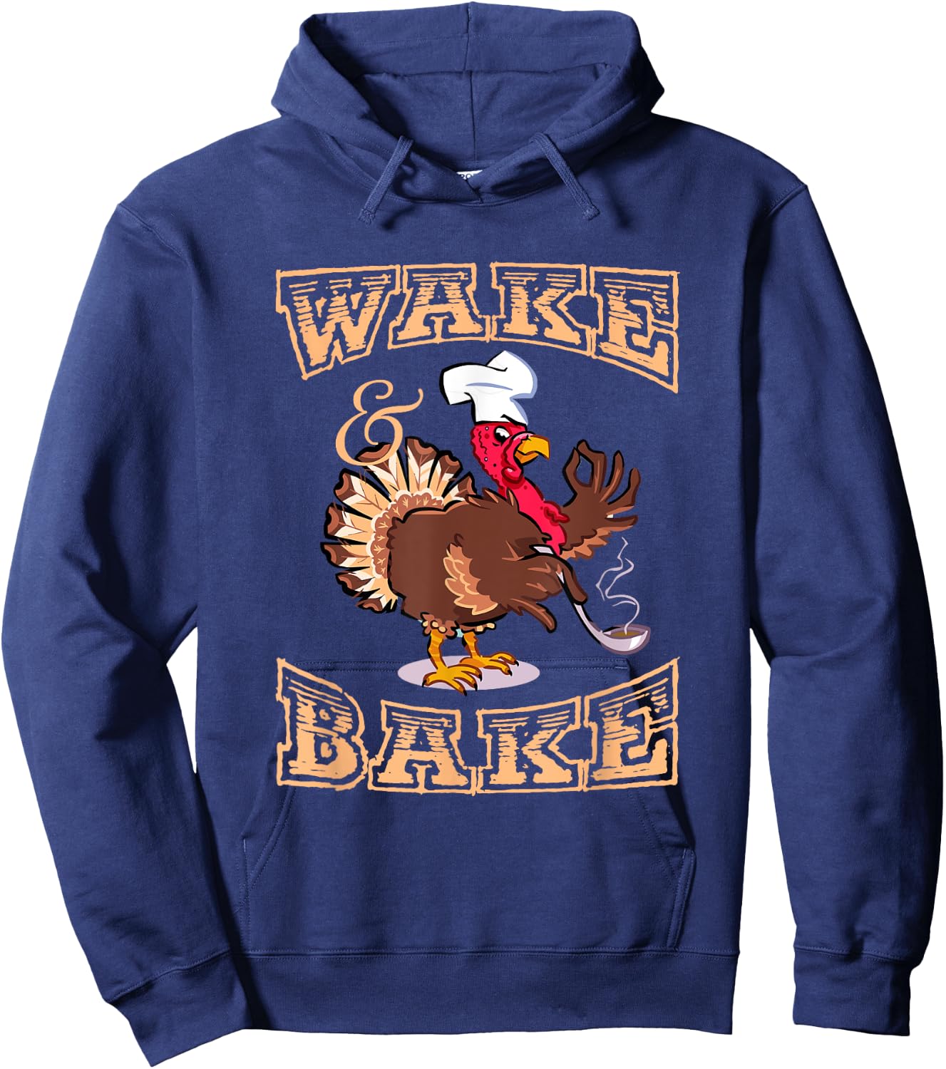 Funny Turkey Wake and Bake Thanksgiving For Kids Hoodie - Hoodie | Navy