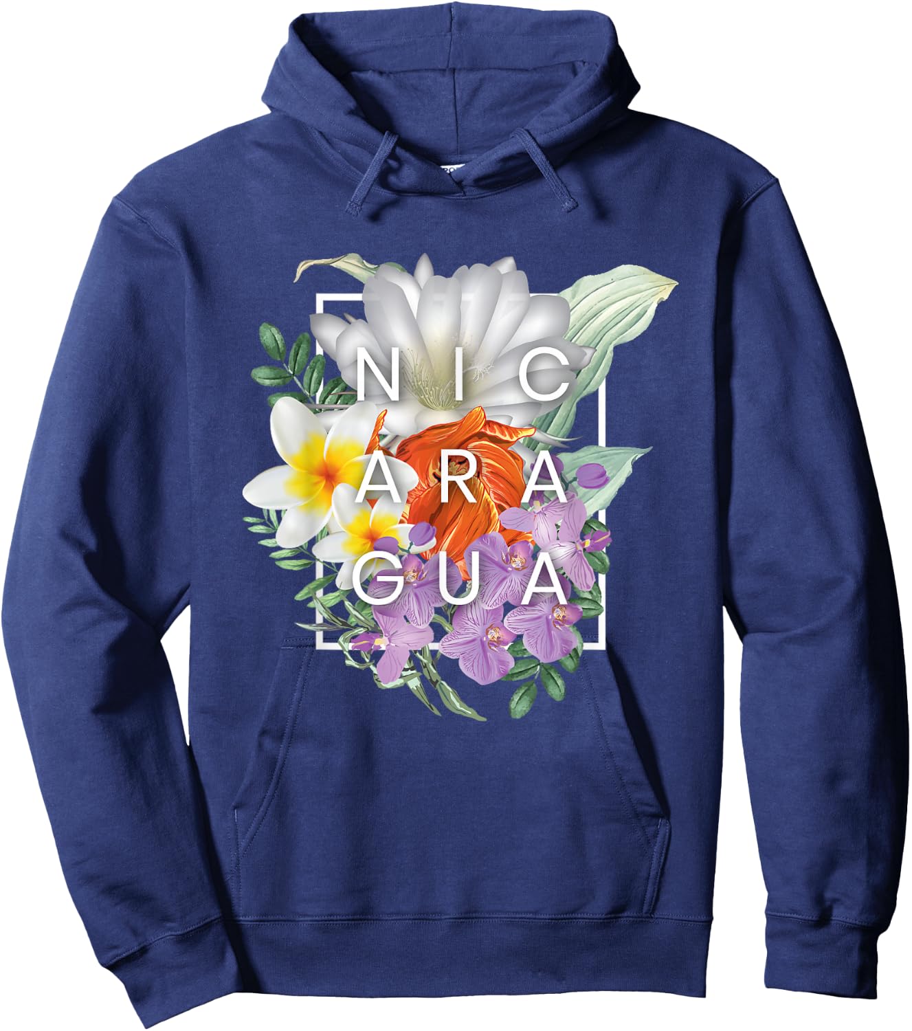 Flowers of Word Art Nicaragua - Nicaraguan Pride Hoodie - Hoodie | Navy