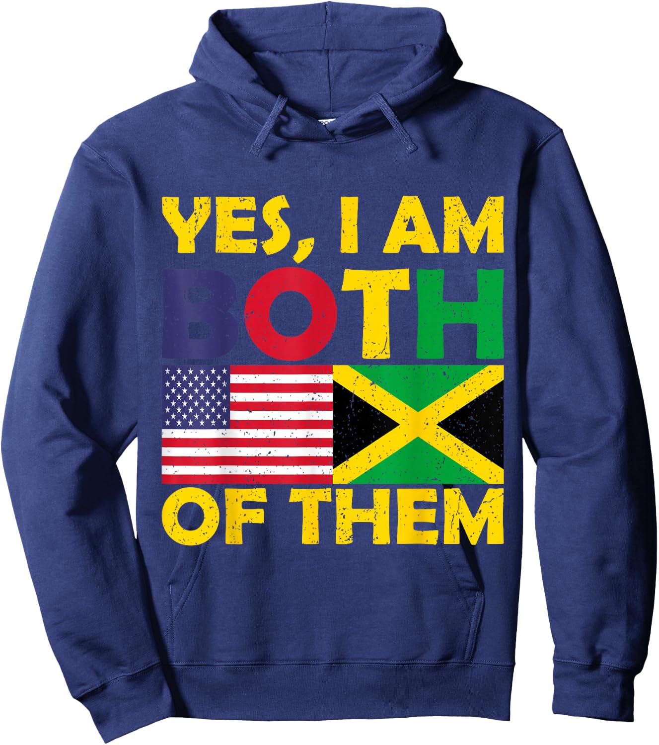 Yes I'm Both Of Them USA Flag And Jamaica Vintage Jamaican Hoodie - Hoodie | Navy