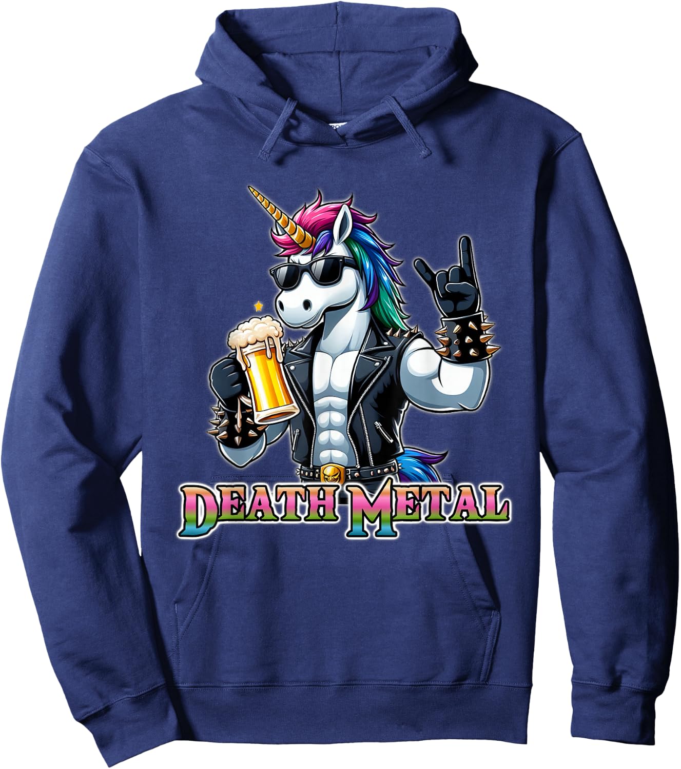 Unicorn Death Metal for Metal Fans , Black, S Hoodie - Hoodie | Navy