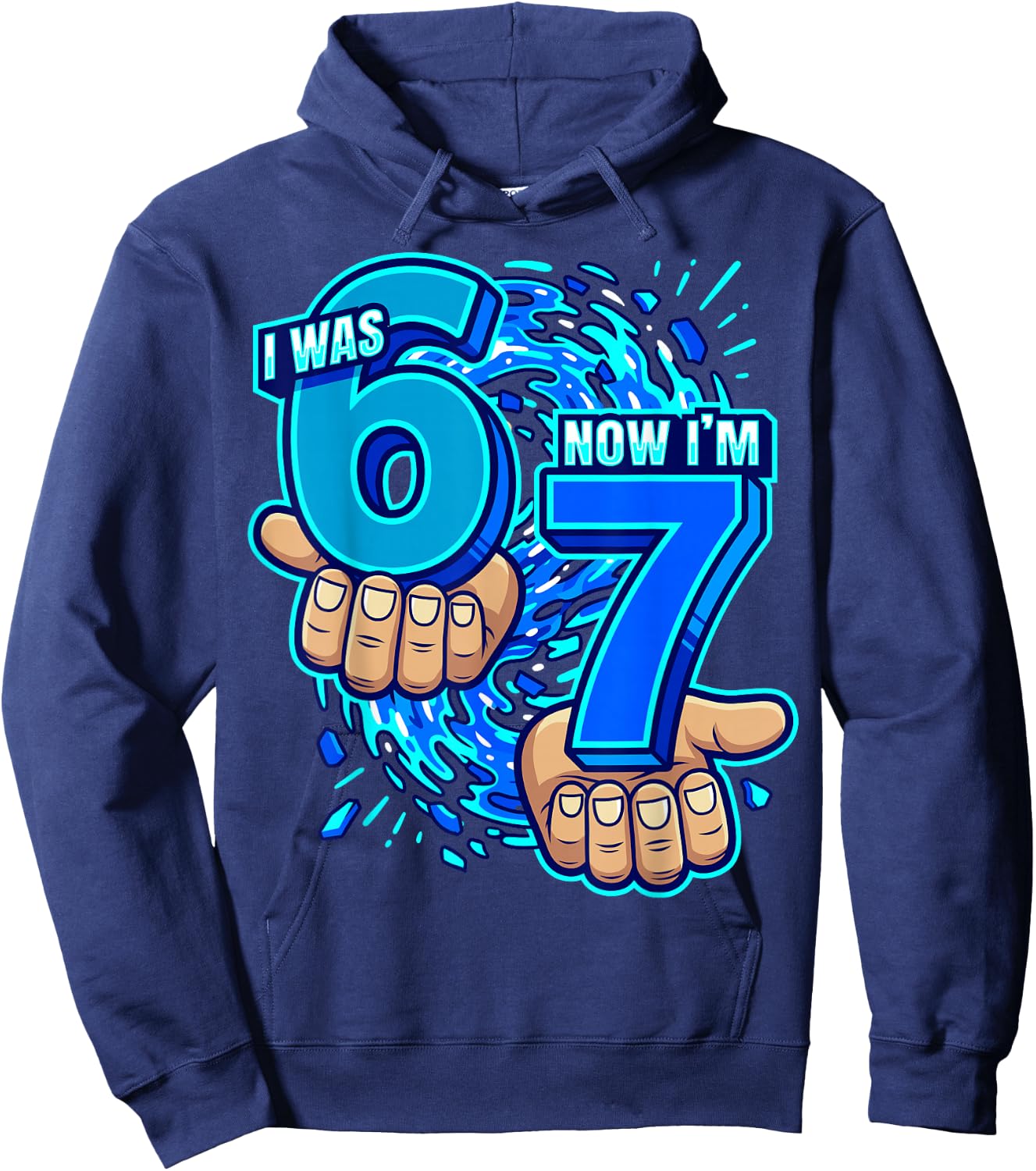I was 6 Now I'm 7 7th Birthday 6 7 Birthday Boys Hoodie - Hoodie | Navy