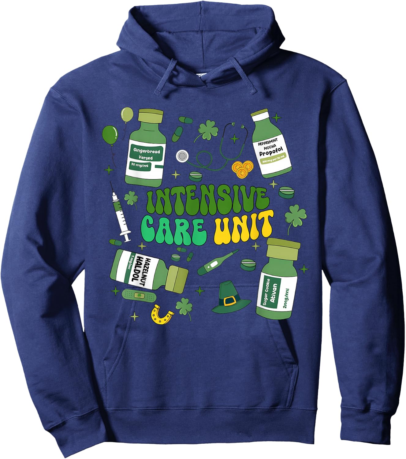 Intensive Care Unit St Patricks Day ICU Nurse Crew Lucky Day Hoodie - Hoodie | Navy