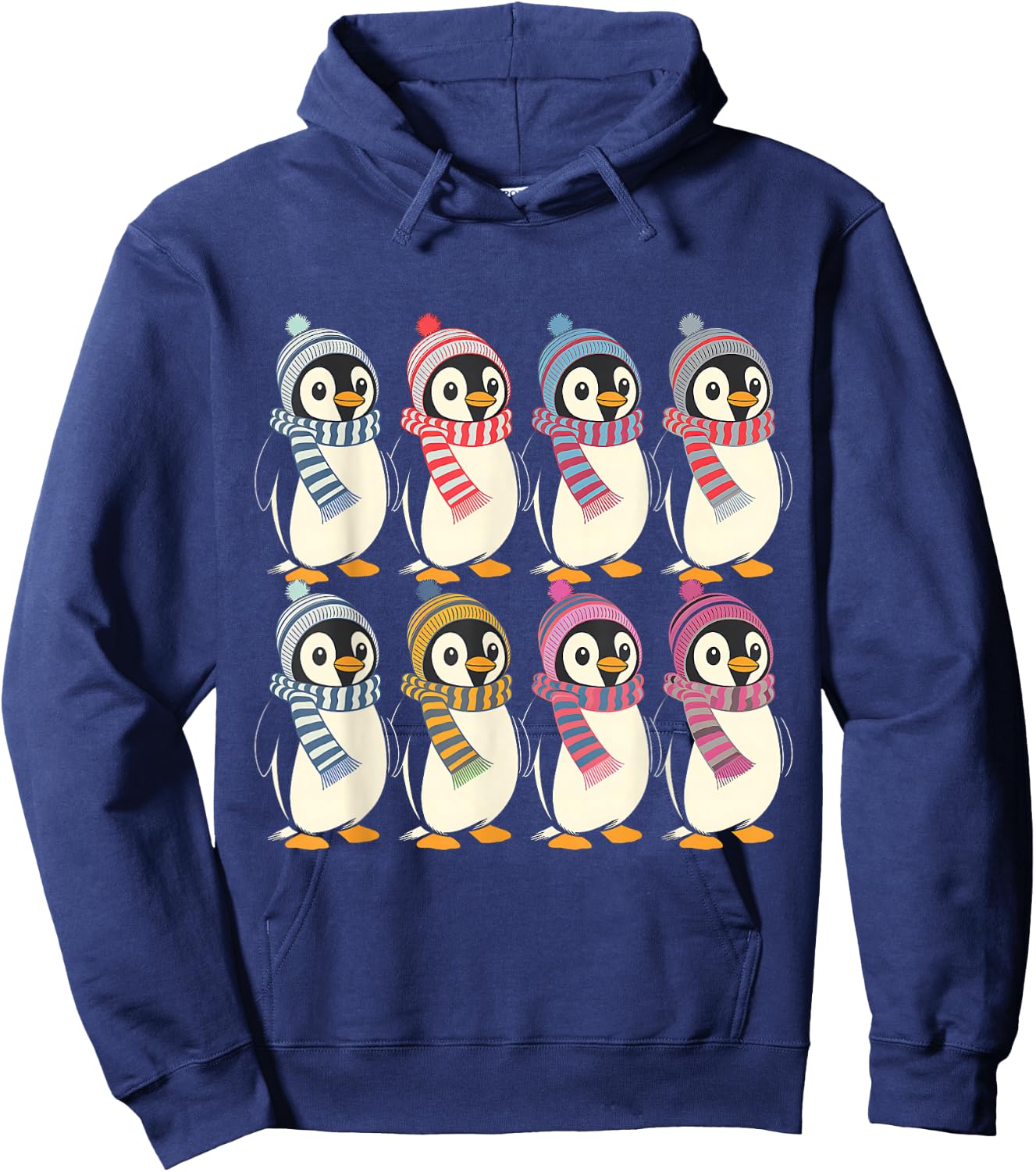 Arctic Penguins in Scarves and Hats Cute Design Hoodie - Hoodie | Navy