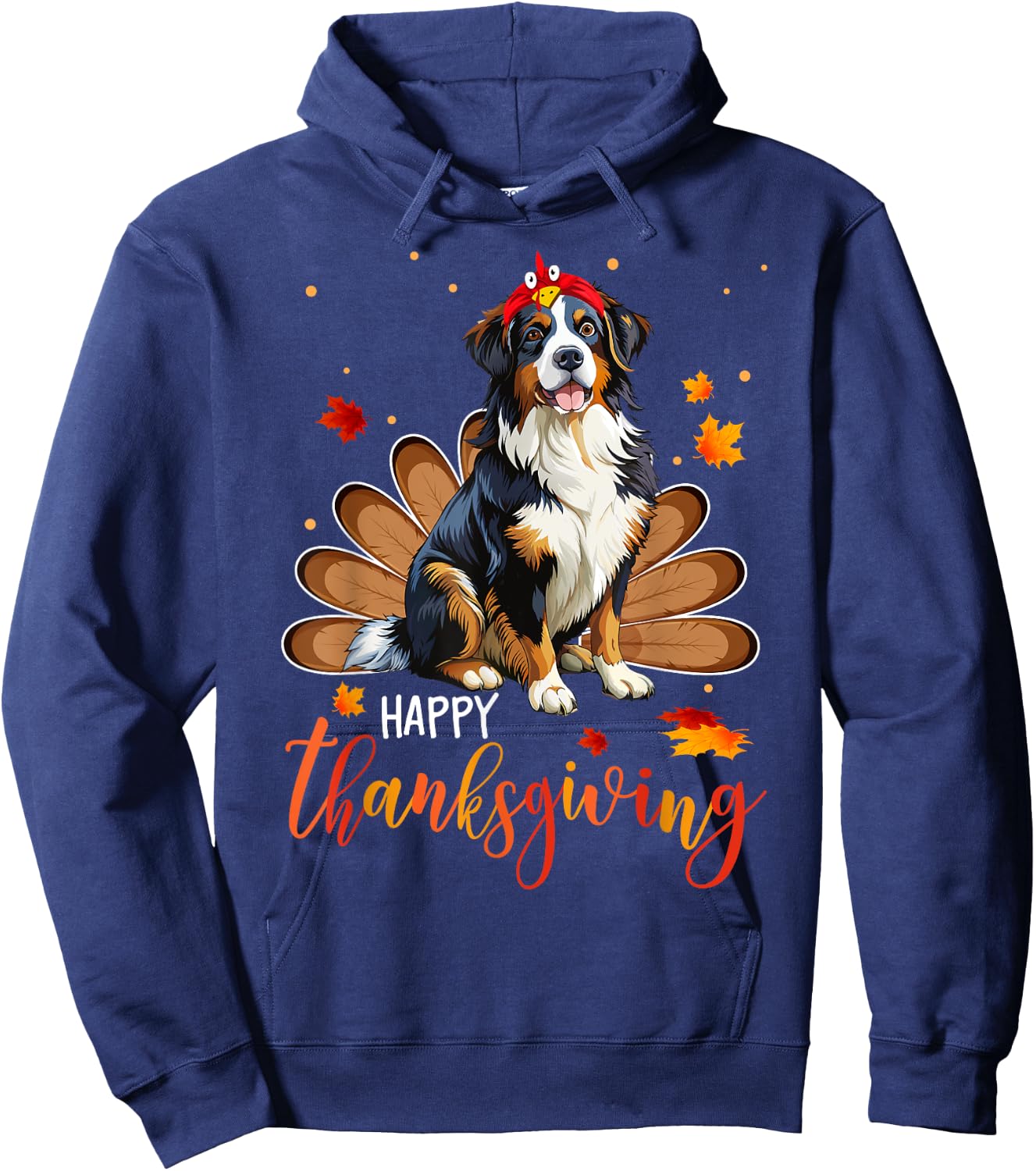 Cute Bernese Mountain Happy Thanksgiving turkey Dog Hoodie - Hoodie | Navy