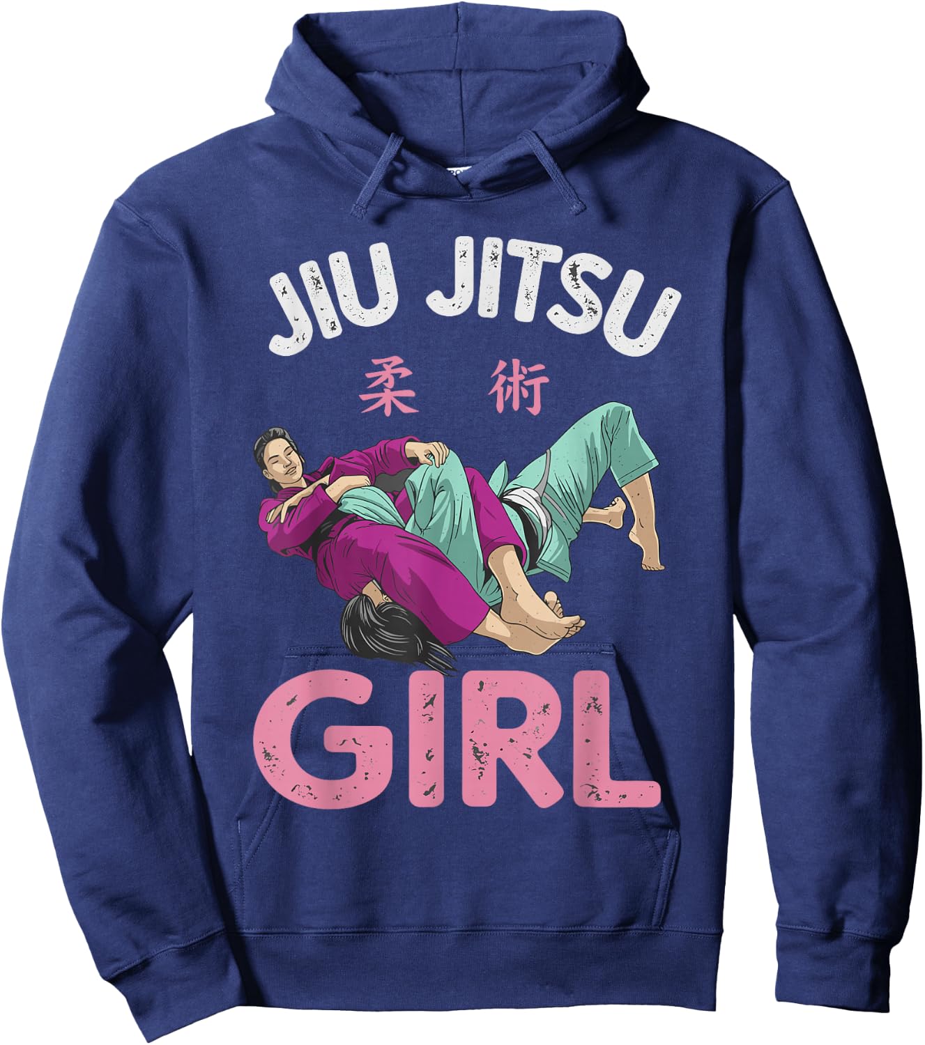 Brazilian Jiu Jitsu Shirt, Funny BJJ Roll Like a Girl Hoodie - Hoodie | Navy
