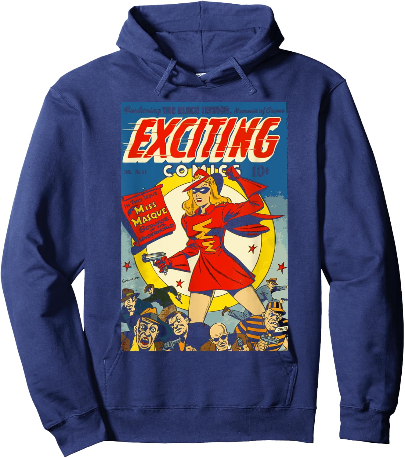 Vintage Comic Book Cover : 1940s Exciting Comics #53 Hoodie - Hoodie | Navy