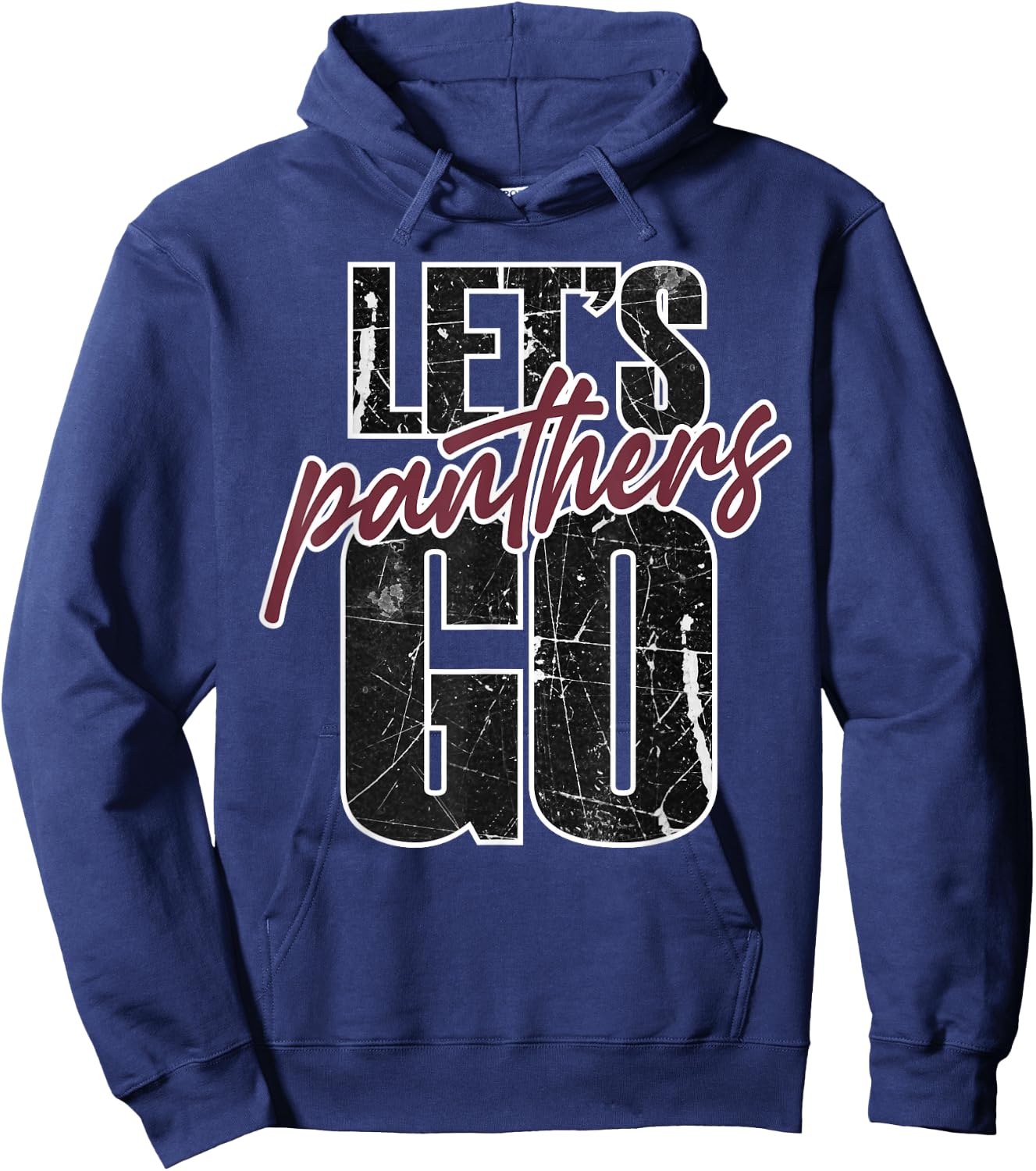 Lets Go Panthers Mascot School Spirit Maroon Panther Teacher Hoodie - Hoodie | Navy