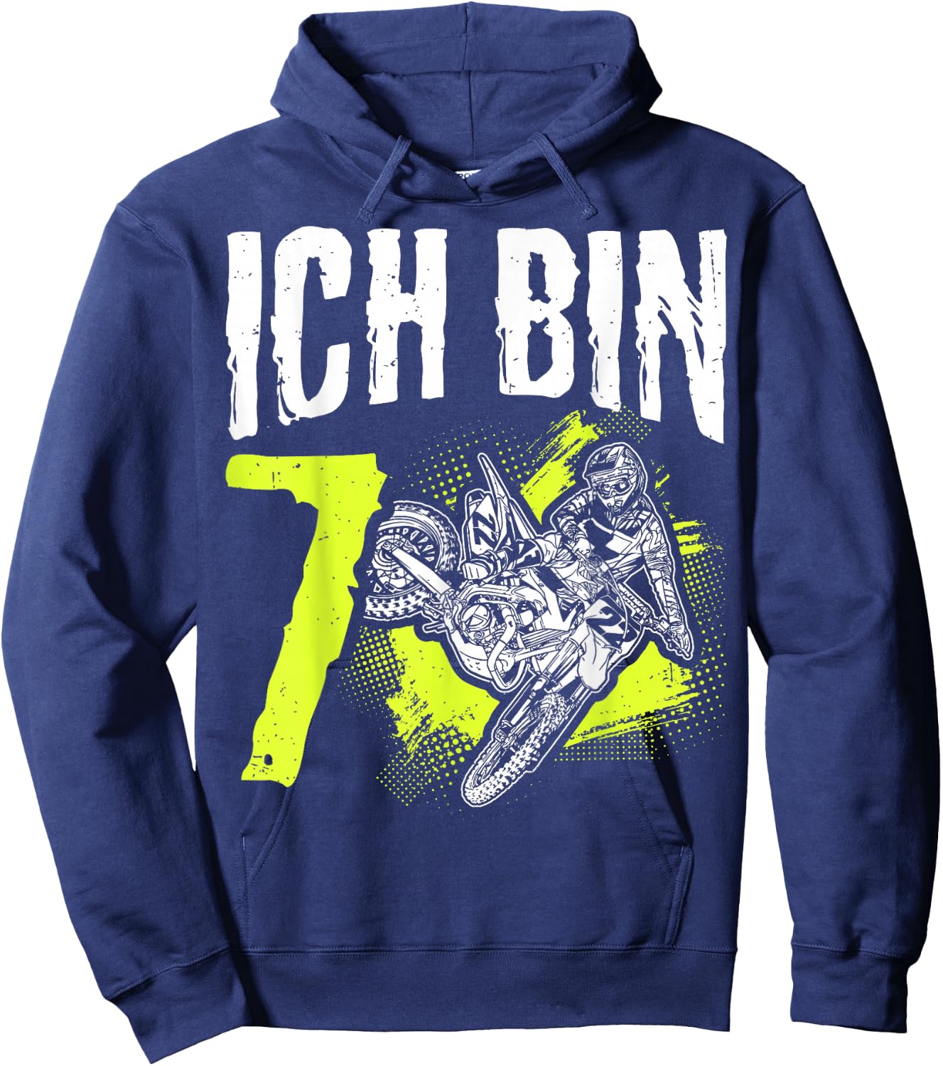 I Am 7th Birthday Motocross Gift , black Hoodie - Hoodie | Navy