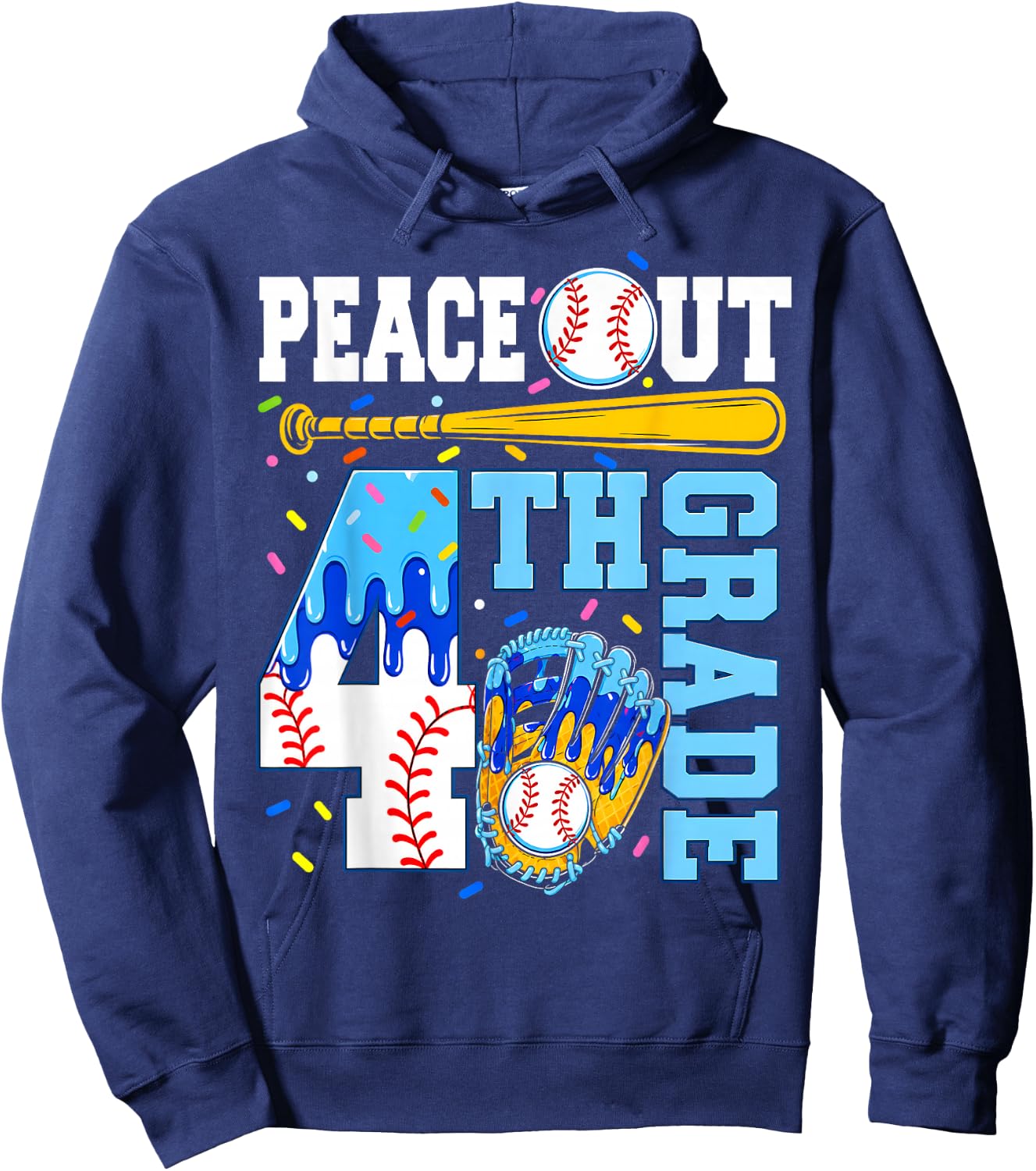 4th Grade Fourth Baseball Drip Graduation Last Day of School Hoodie - Hoodie | Navy