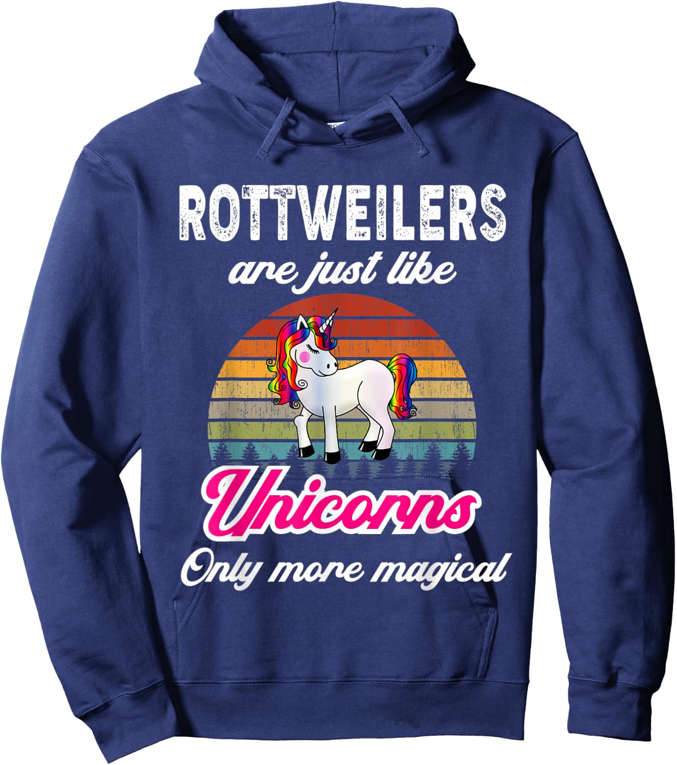 Lustiges Rottweilers Design / Retro Einhorn Vintage Sunset Hoodie - Hoodie | Navy
