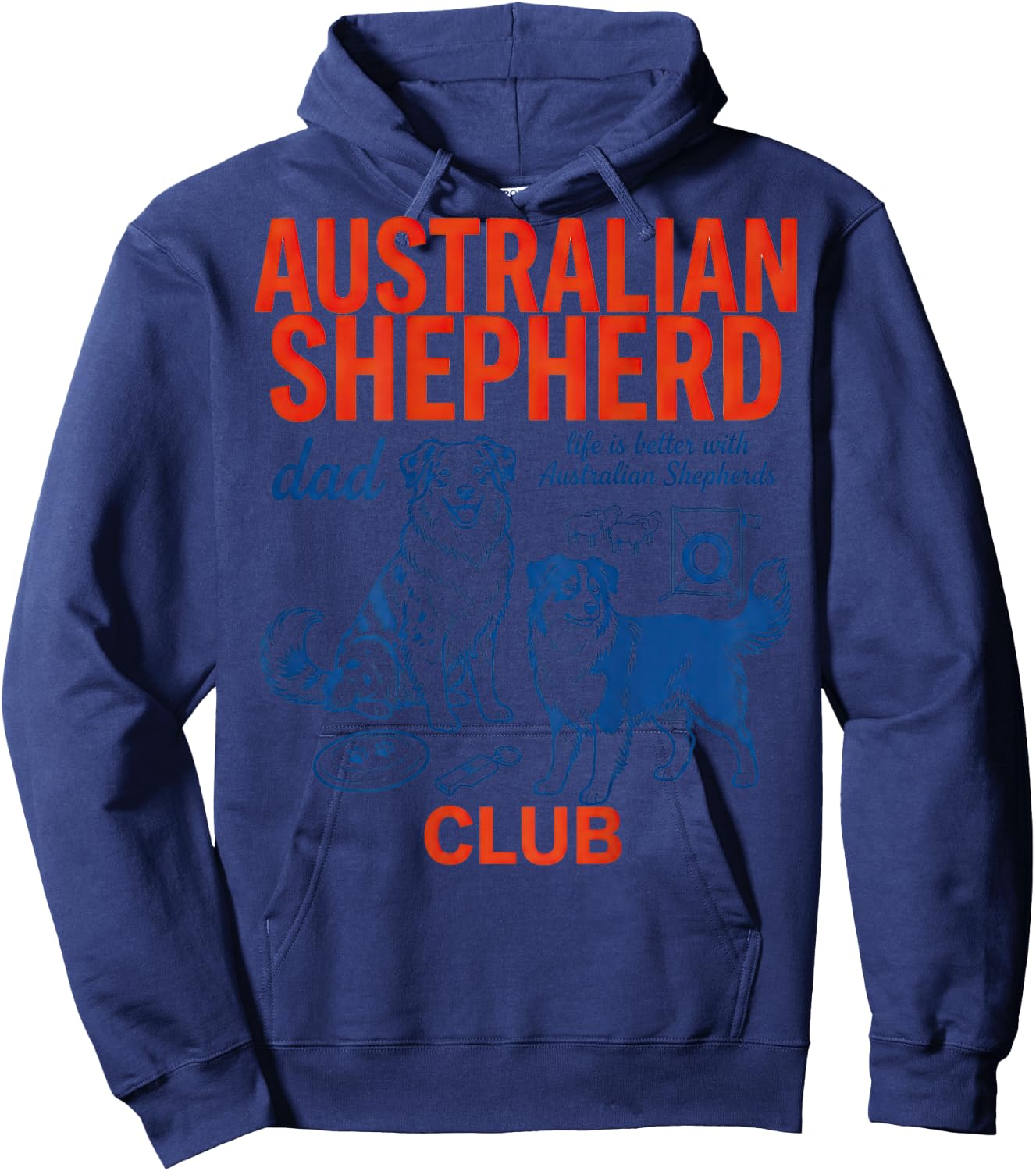 Australian Shepherd Club Dog Dad Life is Better Retro Hoodie - Hoodie | Navy