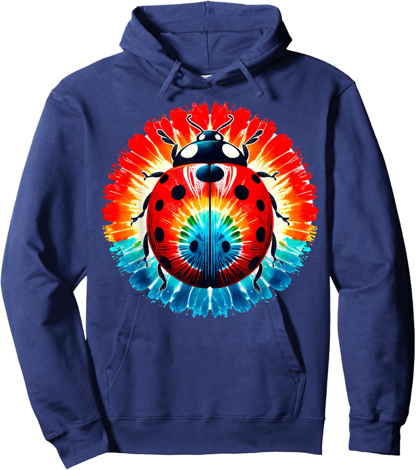 Cool Graphic Tie Dye Sunglasses Ladybug Illustration Art Hoodie - Hoodie | Navy