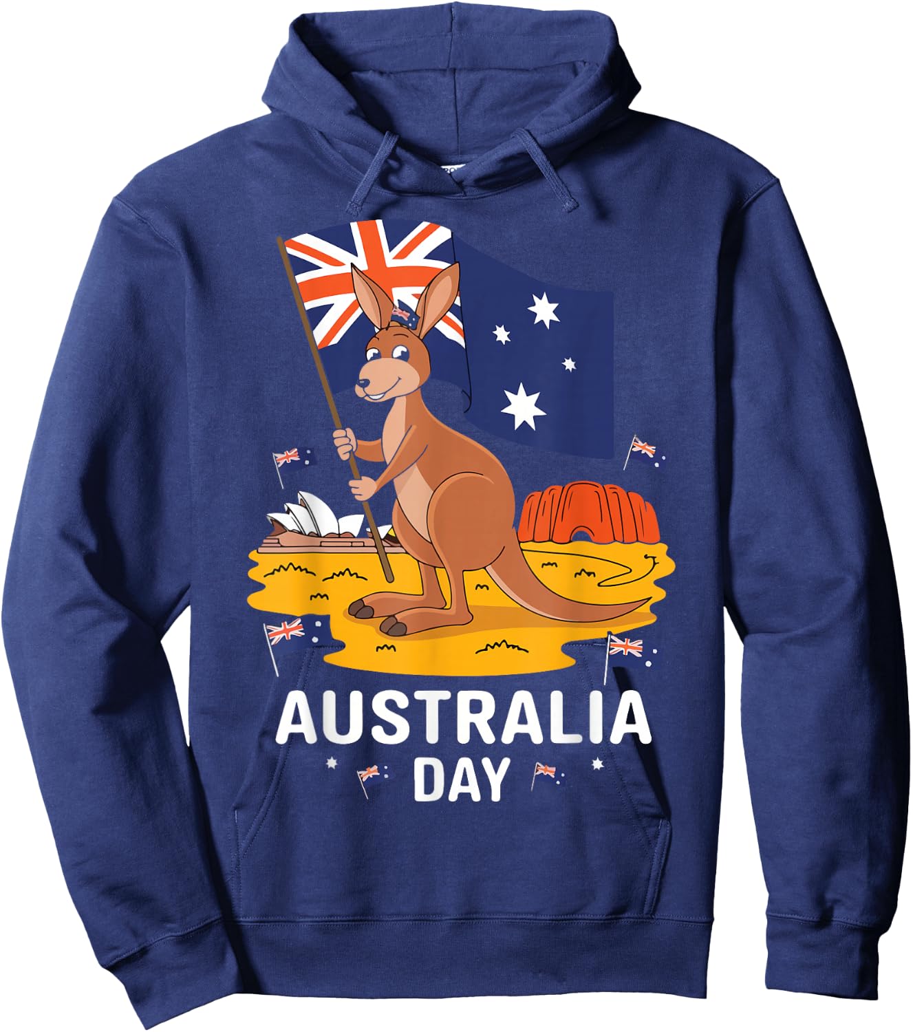 Australia Day Sydney Patriotic Kangaroo , Black, S Hoodie - Hoodie | Navy