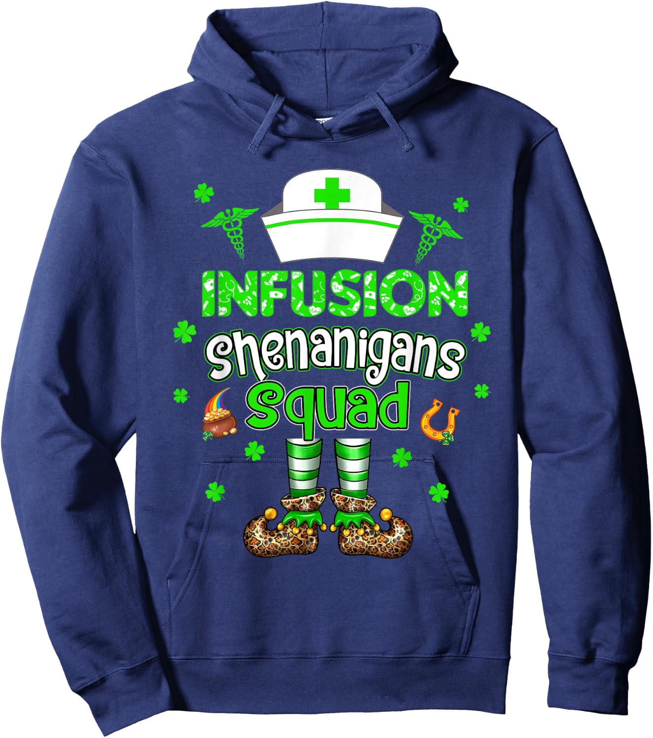 Infusion Shenanigans Squad Family Group Nurse St Patrick Day Hoodie - Hoodie | Navy