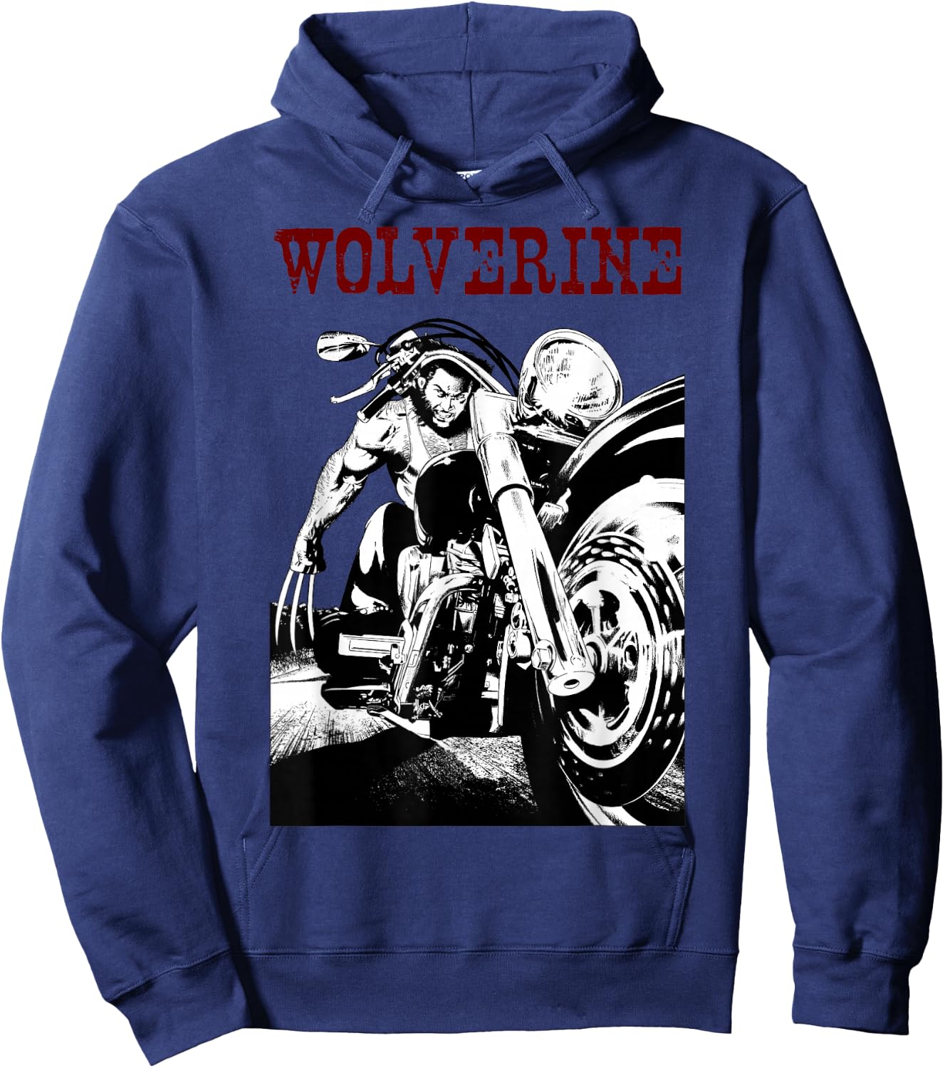 Marvel X-Men Wolverine Young Biker Logan Motorcycle Hoodie - Hoodie | Navy
