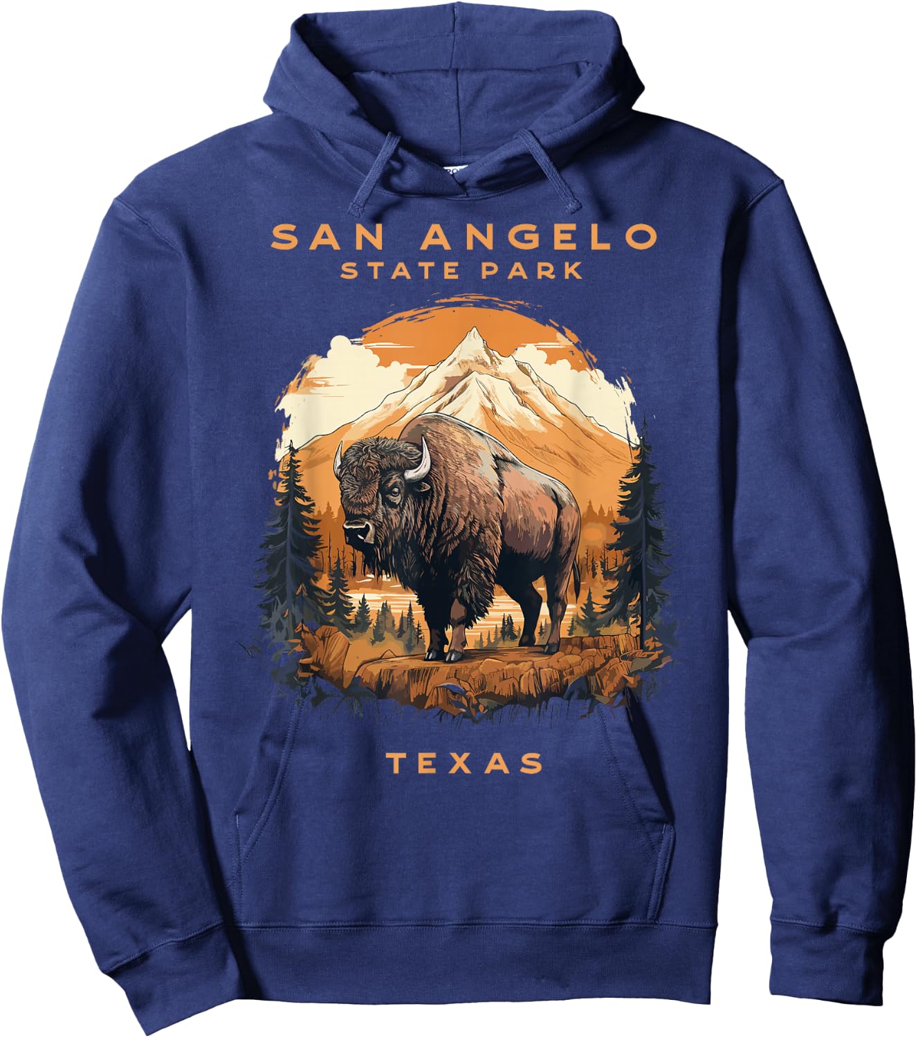 San Angelo Bison State Park Texas Vintage Hoodie - Hoodie | Navy