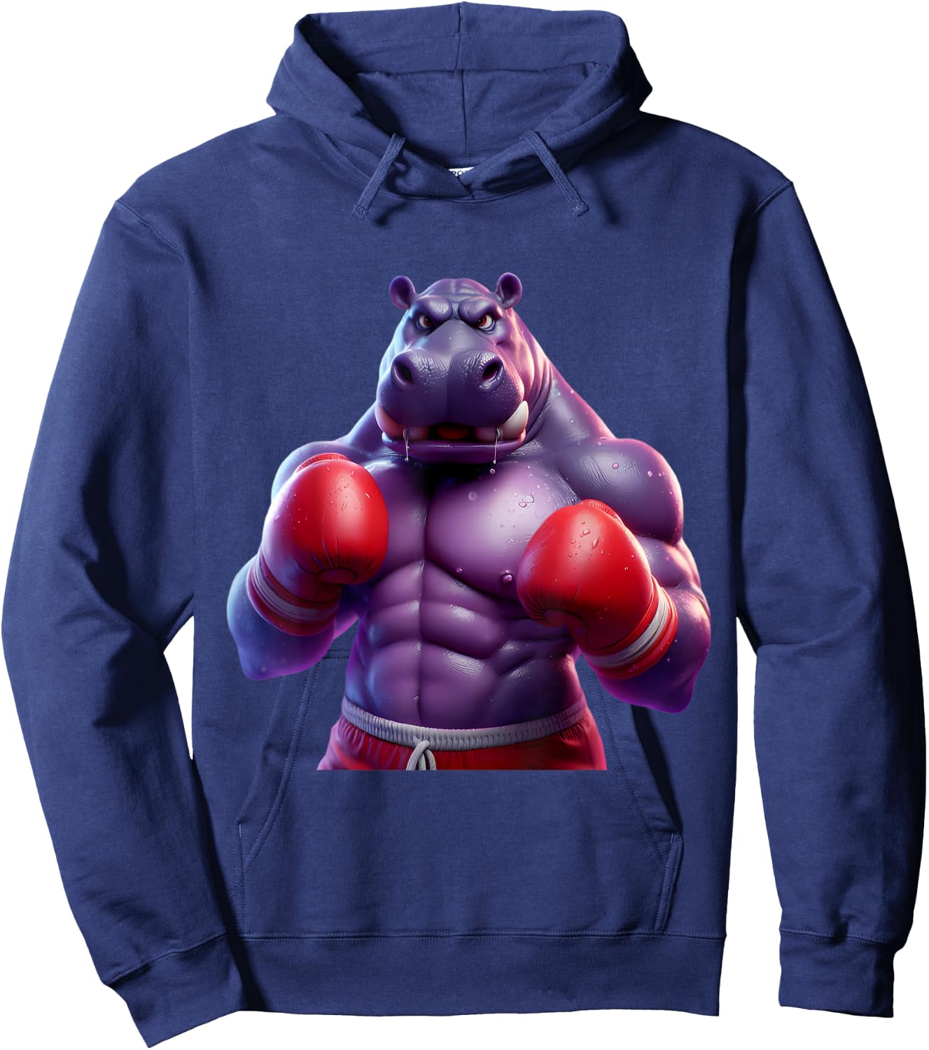 Boxing Hippo Hippopotamus Boxer Kickboxer MMA Fighter Combat Hoodie - Hoodie | Navy