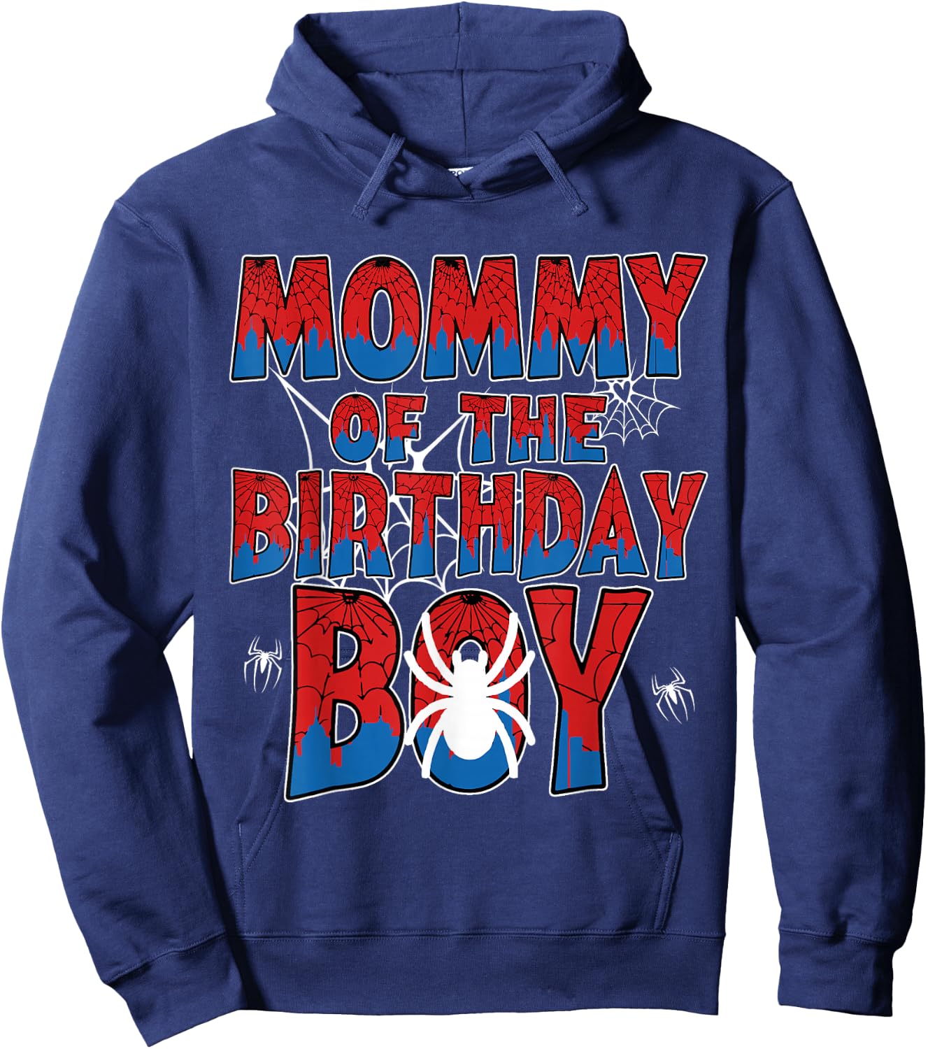 Spider Web Birthday Party Mom of The Birthday Boy Hoodie - Hoodie | Navy