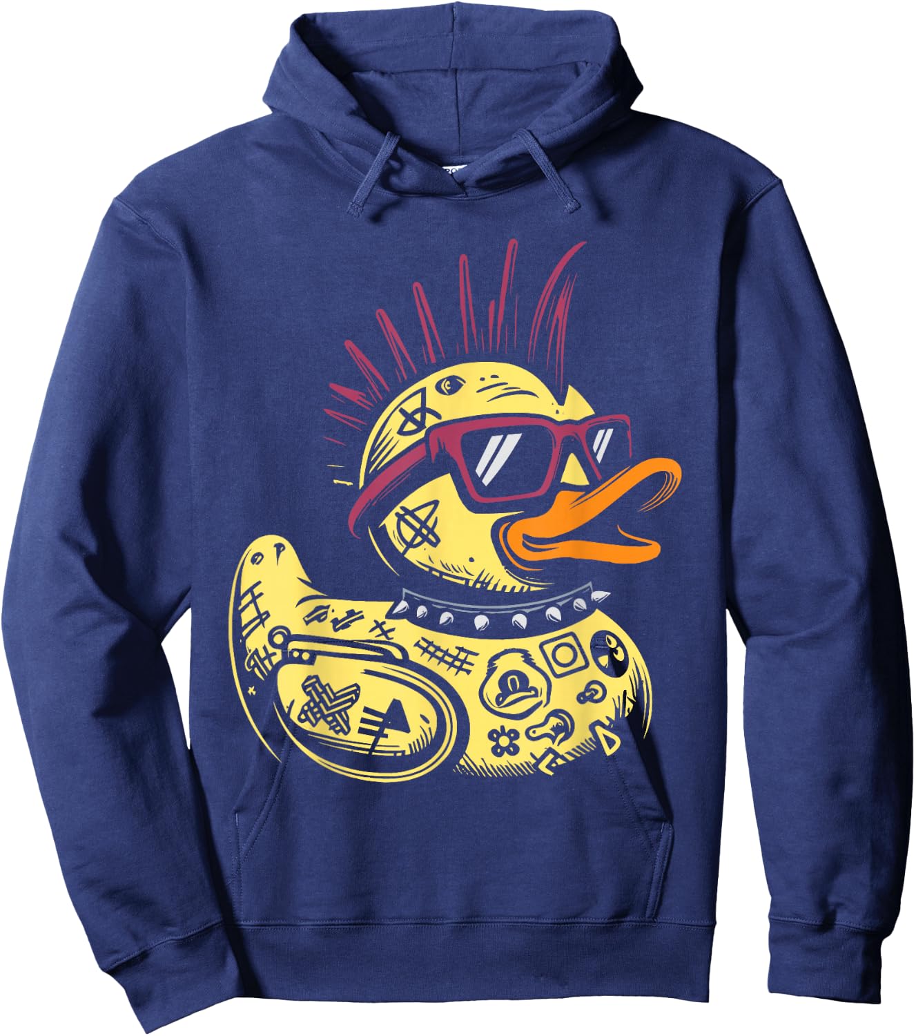 Funny Punk Rock Duck Rocker Duckling Adult Duck Fans Punk Rocker Black S Short Sleeve T Shirt Hoodie - Hoodie | Navy