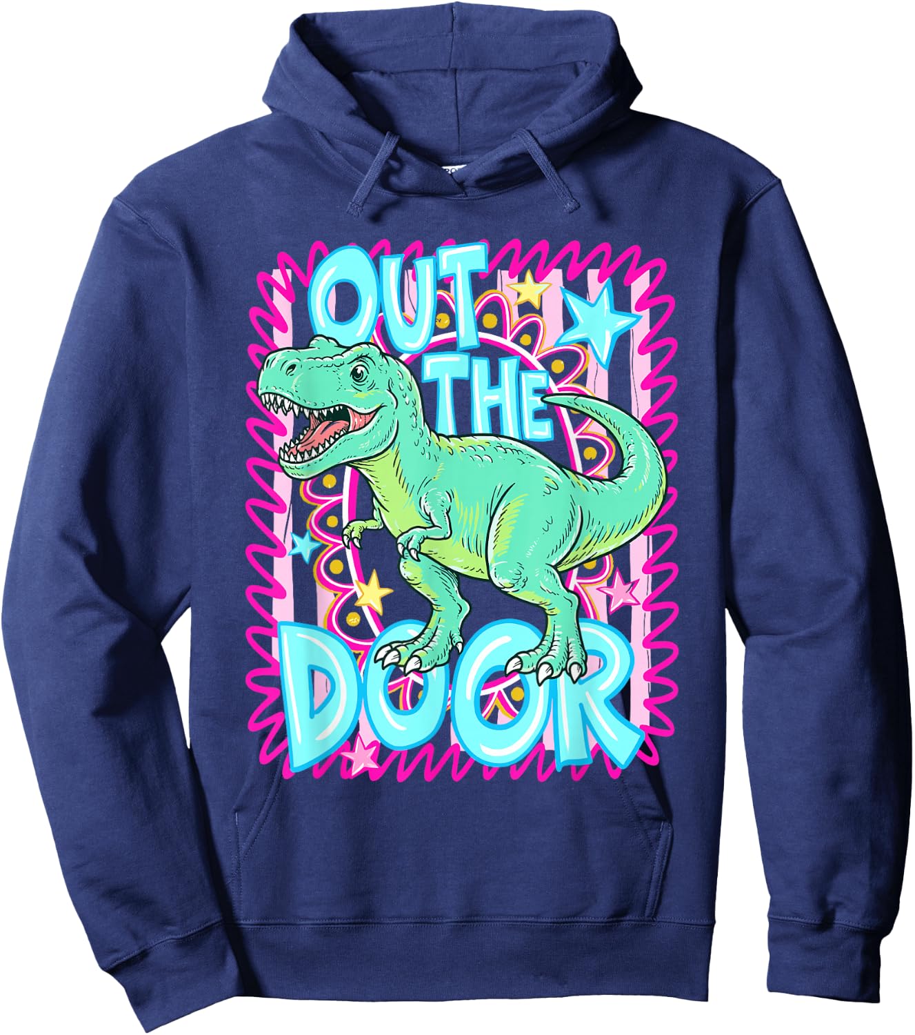 Out the Door Dinosaur TRex Last Day of School Dinosaur Lover Hoodie - Hoodie | Navy