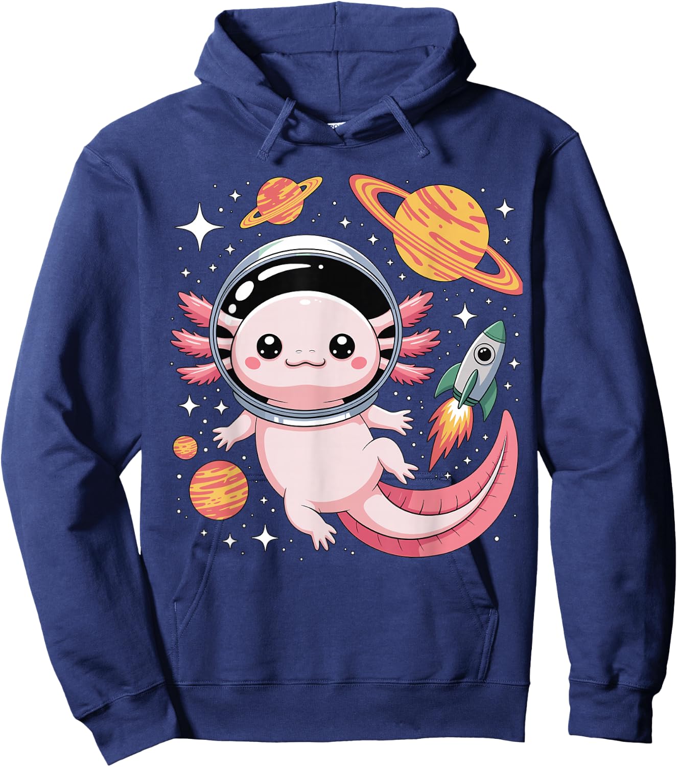 Kawaii Axolotl Astronaut Cute Axolotls Planets Space Hoodie - Hoodie | Navy