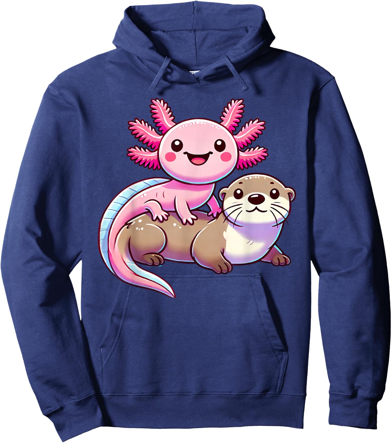 Anime Kawaii Axolotl Otter Hoodie - Hoodie | Navy