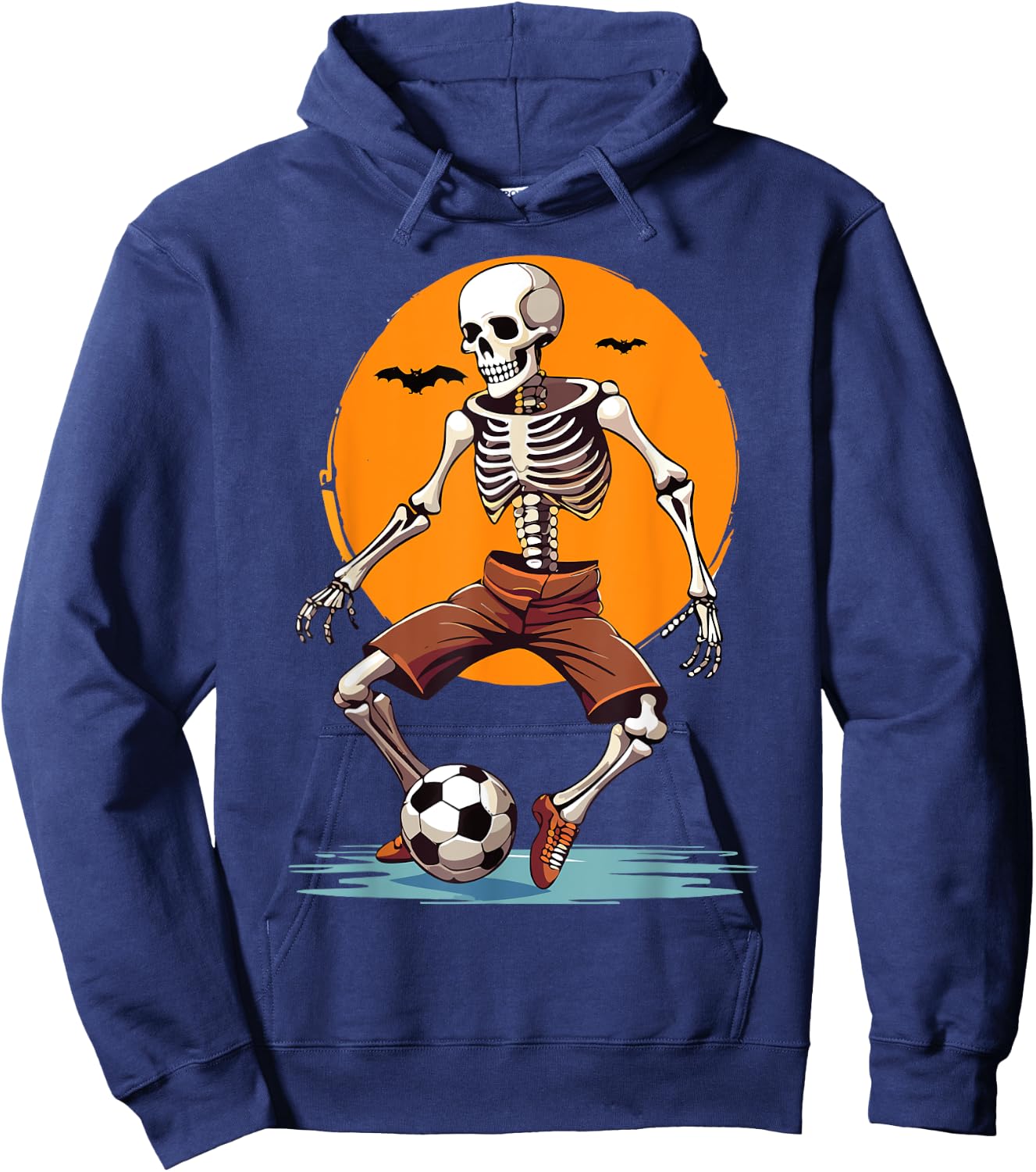 Spooky Skeleton Playing Soccer, Halloween Costume Boys Girls Hoodie - Hoodie | Navy