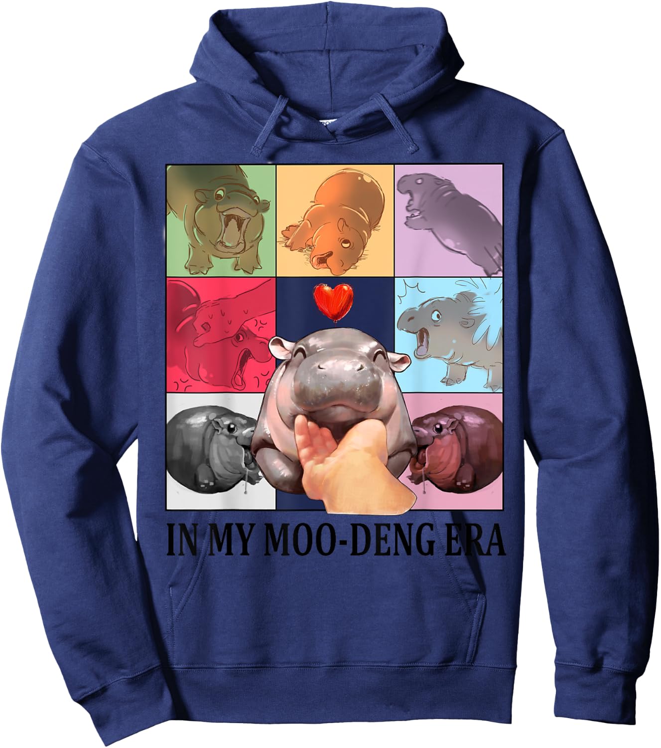 IN MY MOO-DENG ERA - Funny MOO-DENG Hippo Child Hoodie - Hoodie | Navy