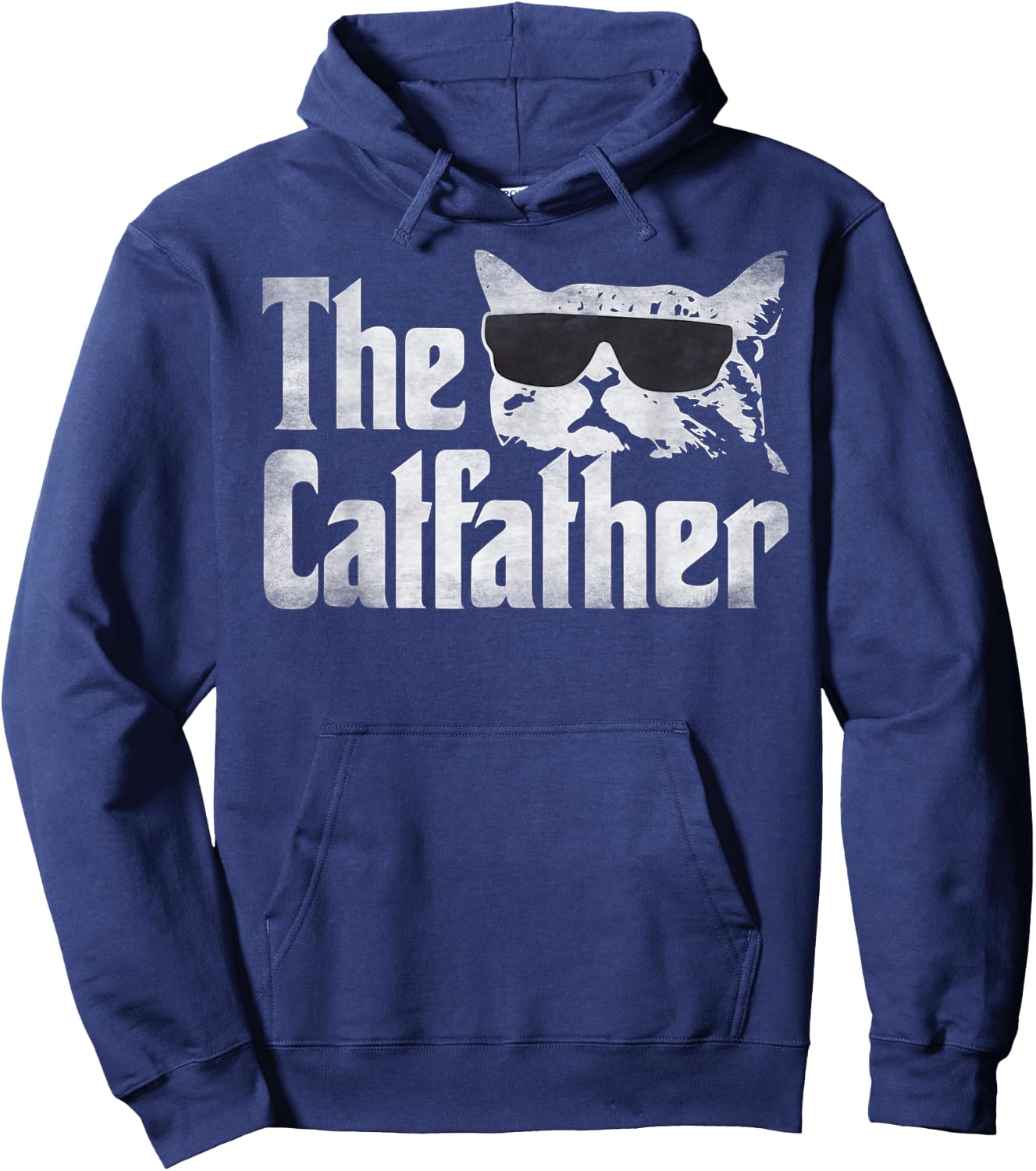 Men's The Catfather Funny Cat Dad Father's Day Vintage Father's Day , black Hoodie - Hoodie | Navy