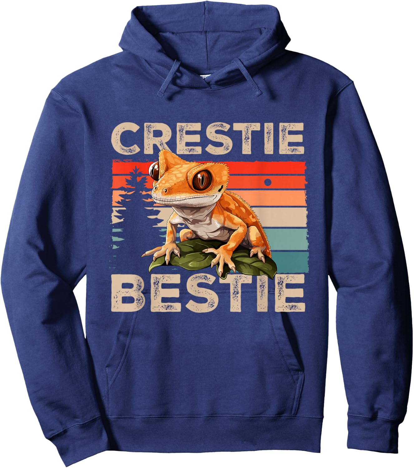 Crested Gecko Reptile - Crestie Bestie Hoodie - Hoodie | Navy