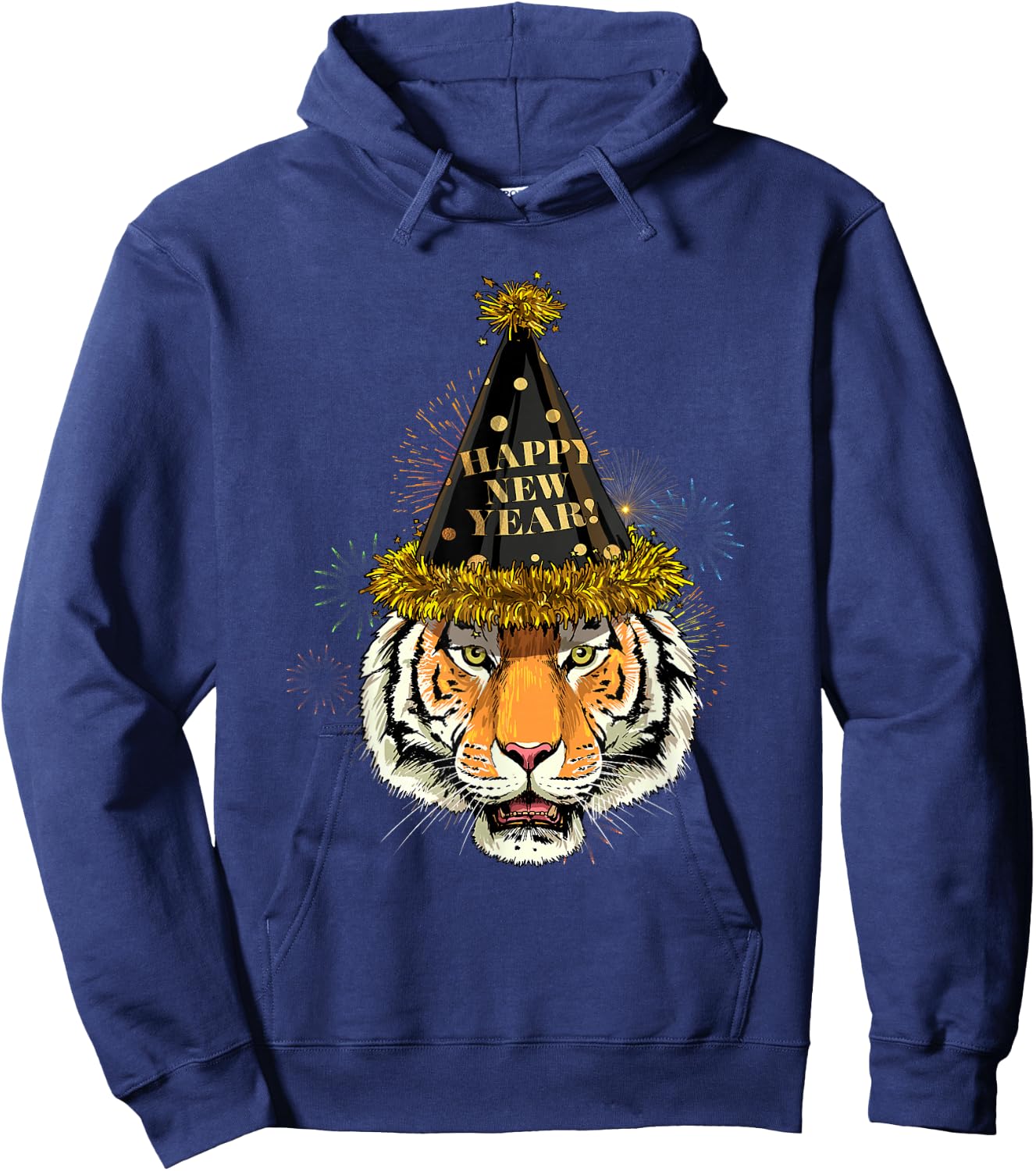 Tiger New Year Shirt 2024 Happy New Years Eve NYE Fireworks Hoodie - Hoodie | Navy