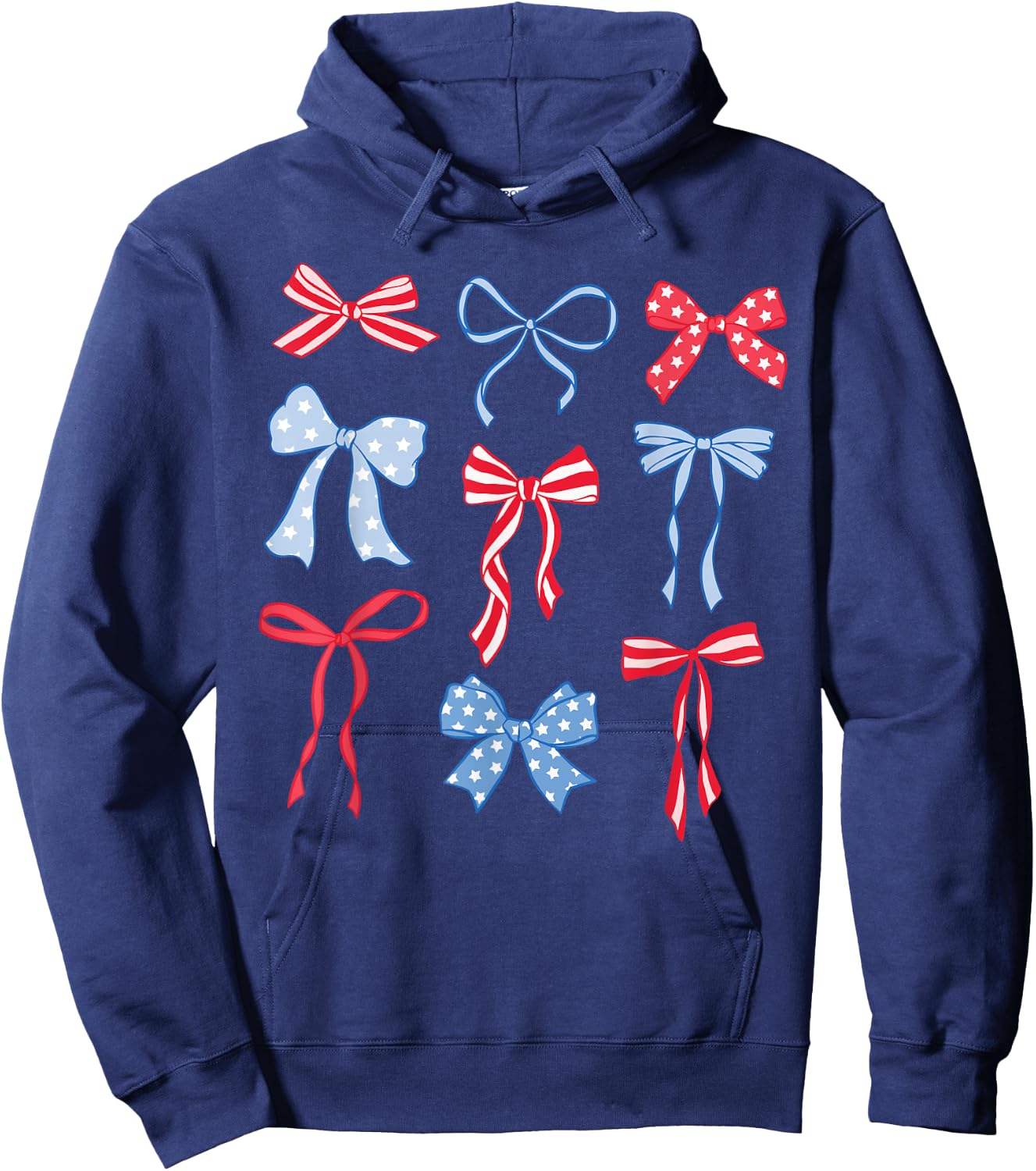 Red White And Blue American Coquette Bows Funny 4th Of July Hoodie - Hoodie | Navy
