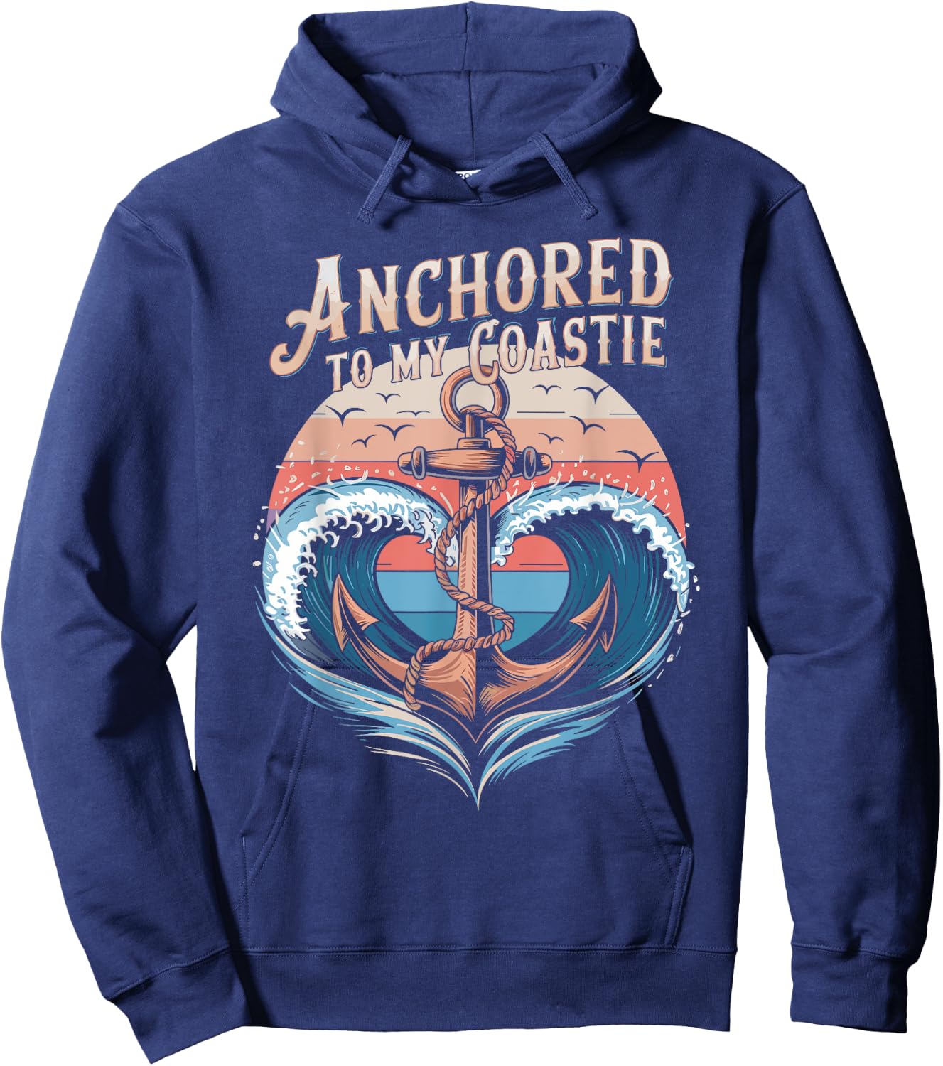 Anchored To My Coastie Boating Cruising Matching Couple Hoodie - Hoodie | Navy