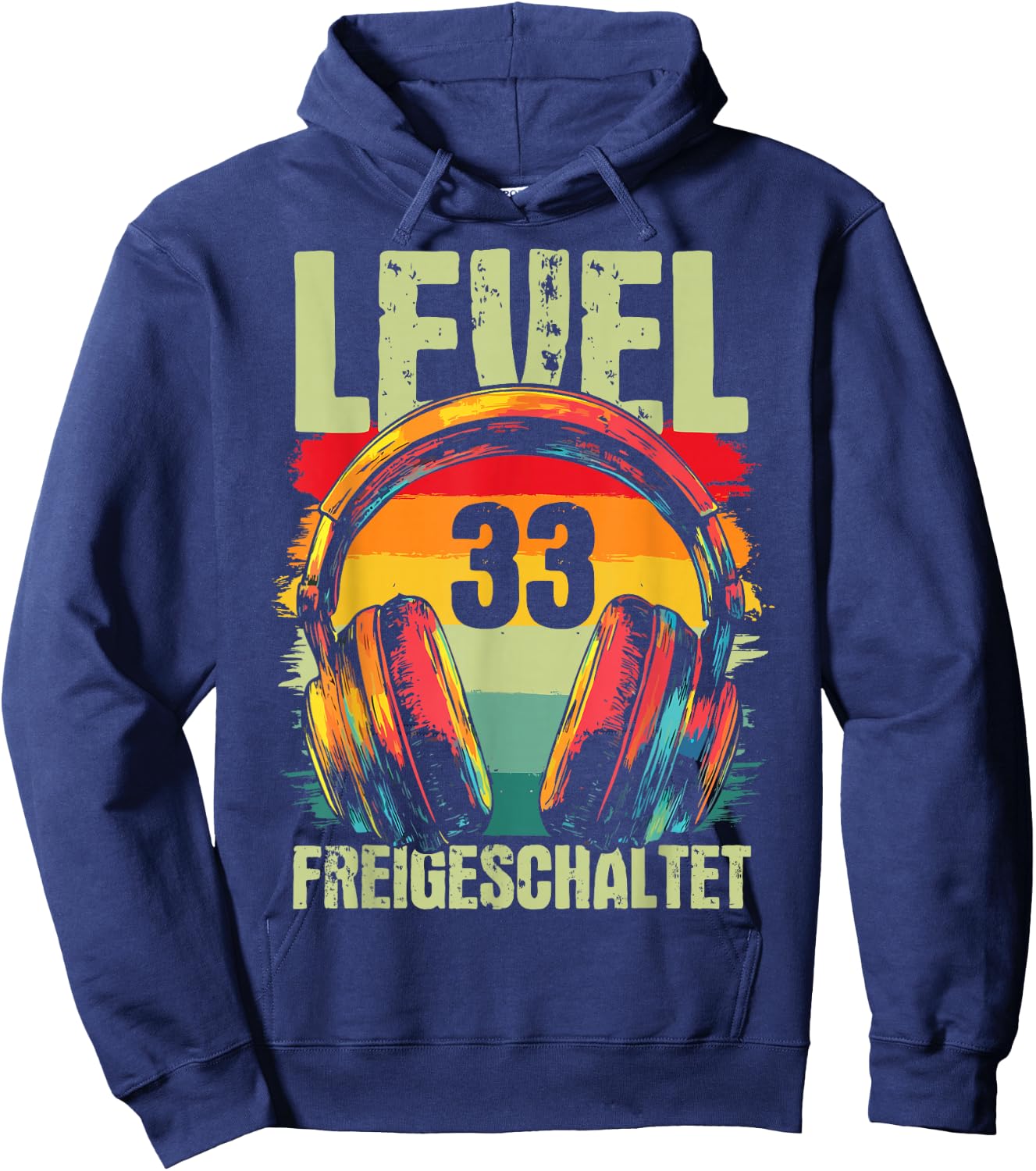 33rd Birthday Men's Video Gamer Level 33 Unlocked Man , black Hoodie - Hoodie | Navy