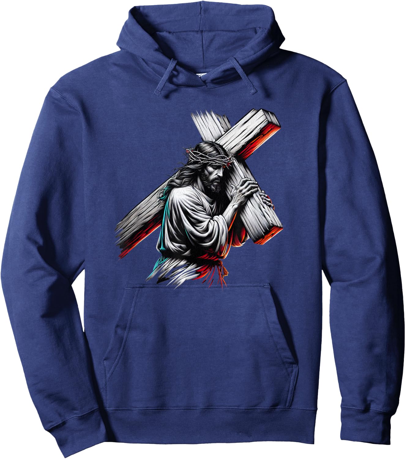 Jesus Christ Funny Crown of Thorns Crucified Saviour Hoodie - Hoodie | Navy