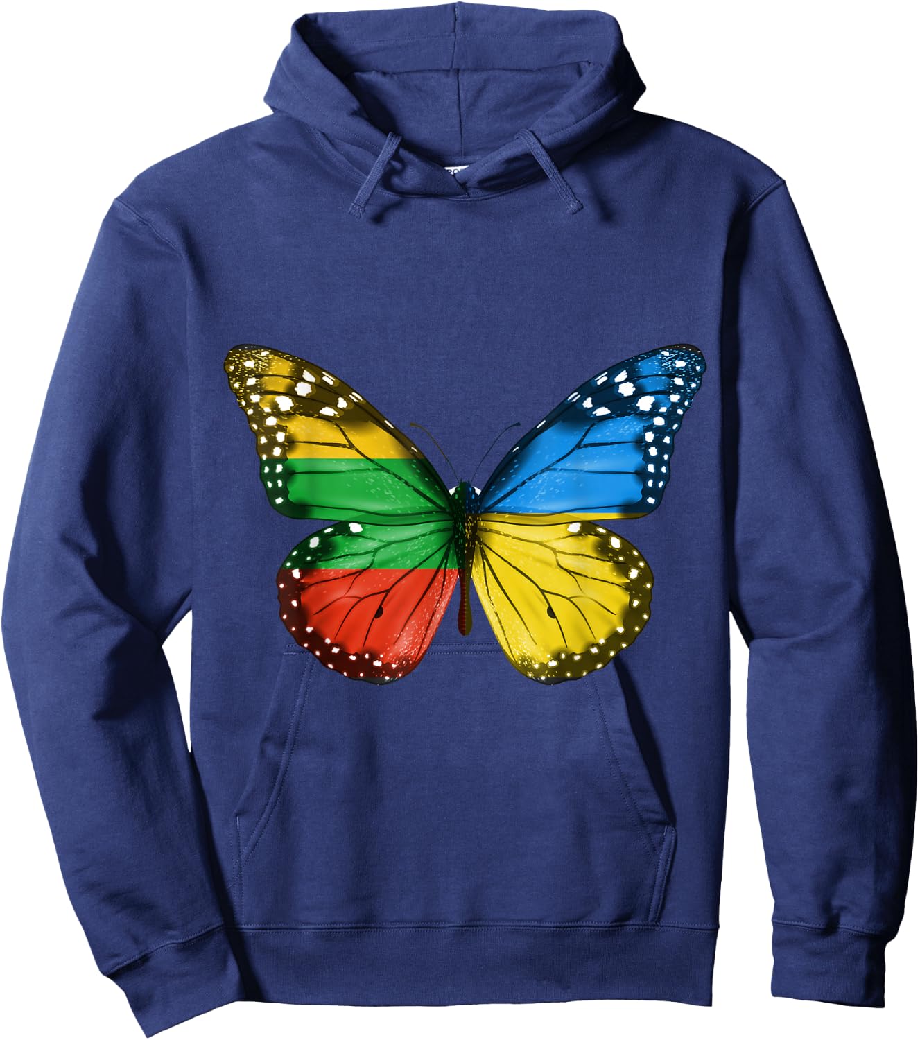 Lithuanian Ukrainian Flag Butterfly Lithuania Ukraine Hoodie - Hoodie | Navy
