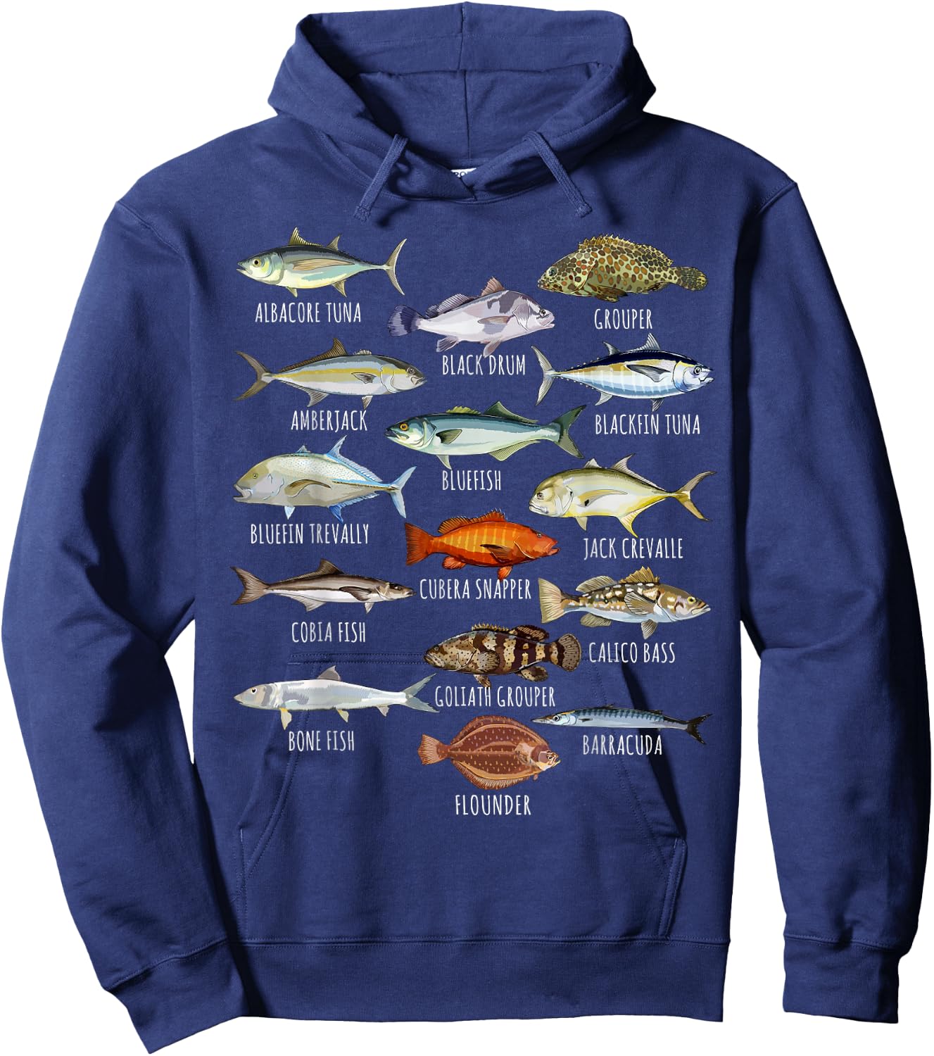 Fish Species Biology Types of Saltwater Fish Fishing Small Hoodie - Hoodie | Navy