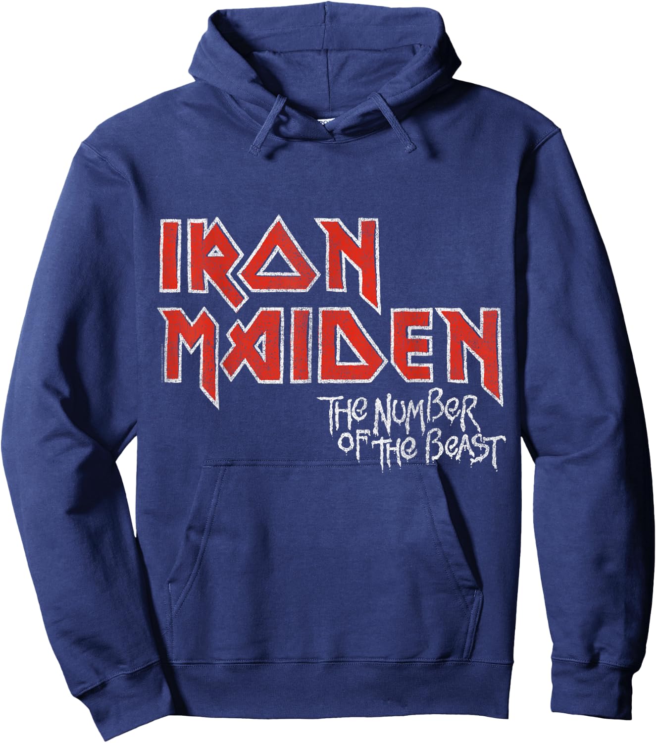 Iron Maiden_Vintage Stacked NOTB Logo Hoodie - Hoodie | Navy