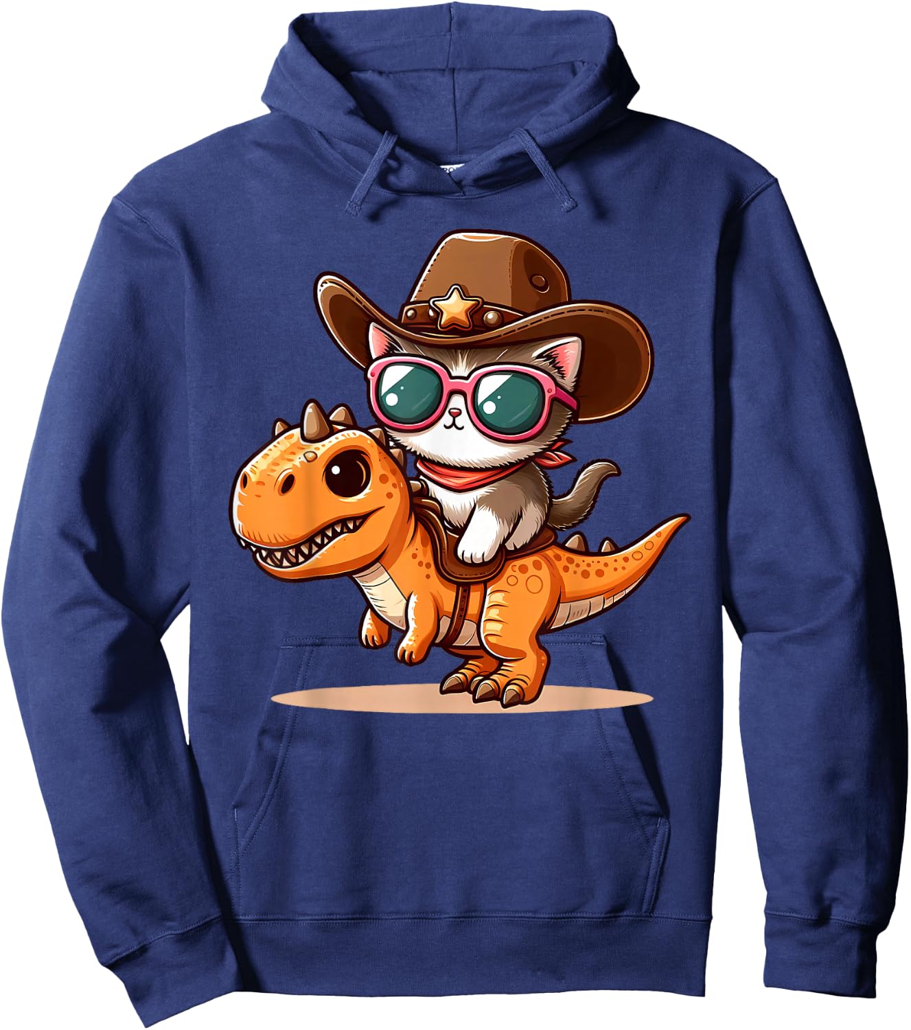 Dinosaur and Cat, T-Rex, Cat Owners Hoodie - Hoodie | Navy