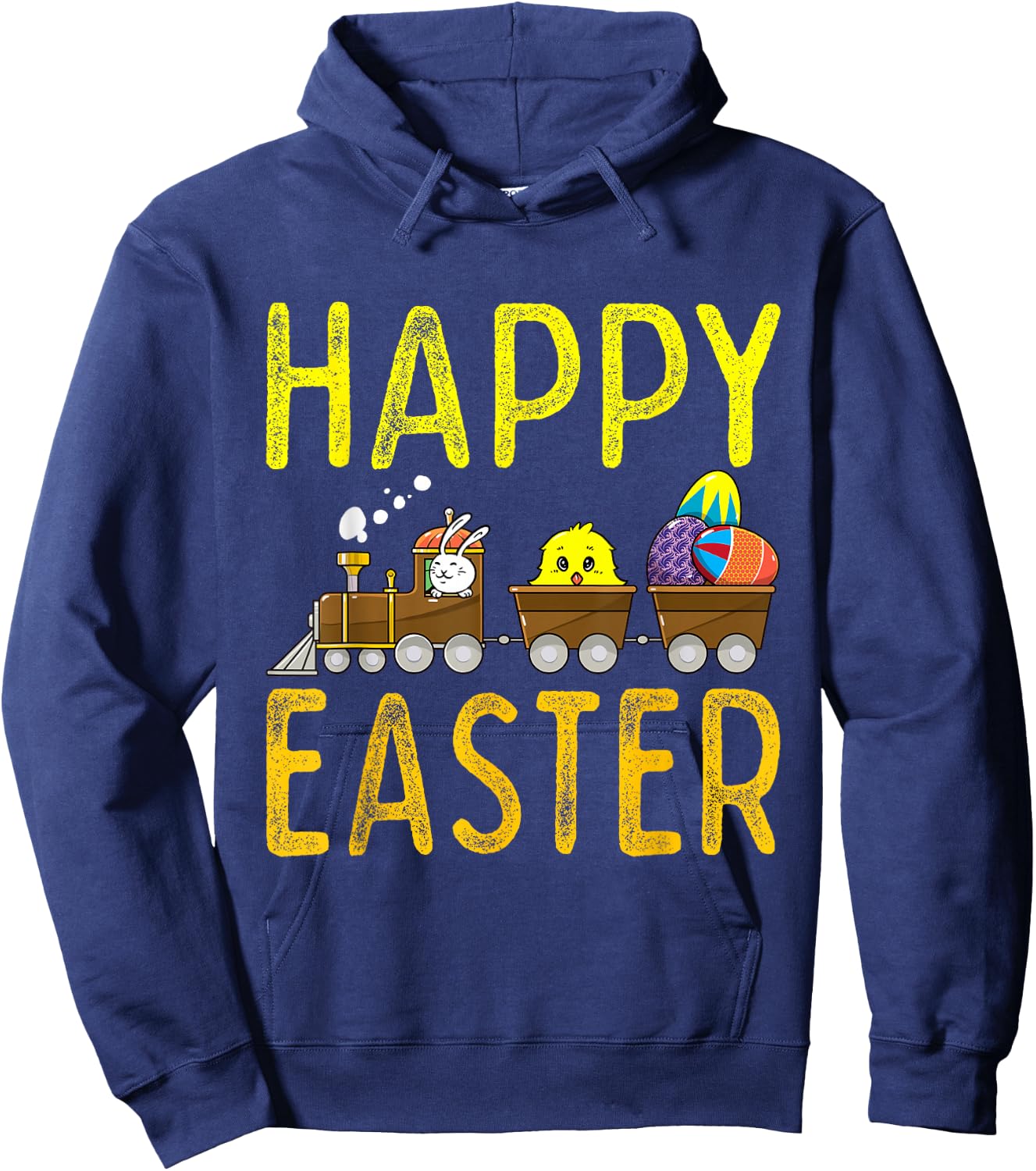 Happy Easter Train Bunny Chick Eggs Cute Boys Kids Toddlers Hoodie - Hoodie | Navy