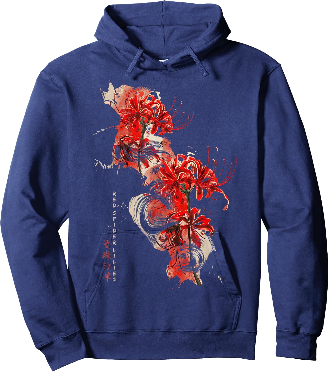 Retro Spider Lily in Soft Grunge Flower Pastel Goth Japanese , Black, S Hoodie - Hoodie | Navy