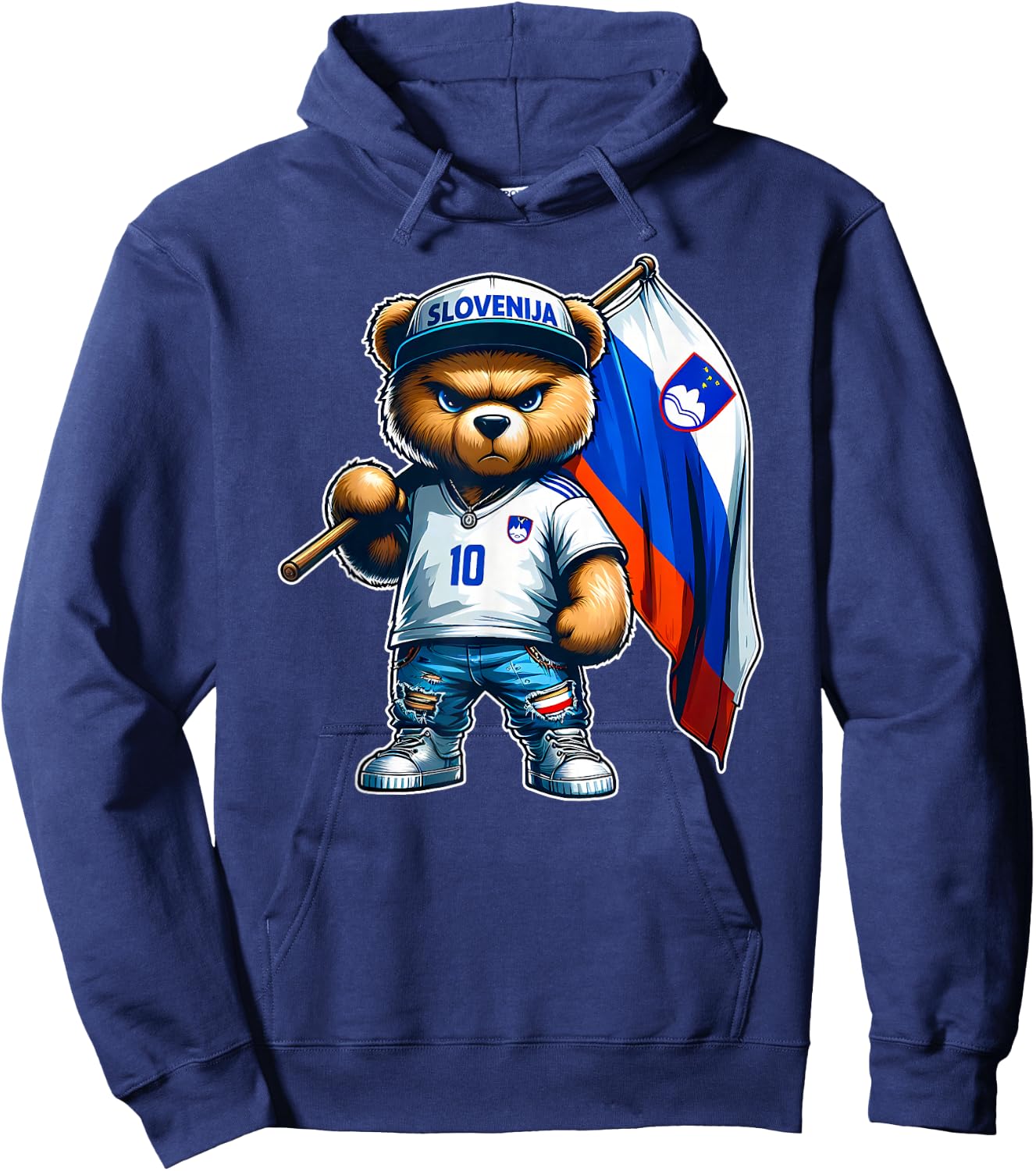 SLOVENIA Slovenian Flag Proud Teddy Bear Slovenia , Black, S Hoodie - Hoodie | Navy