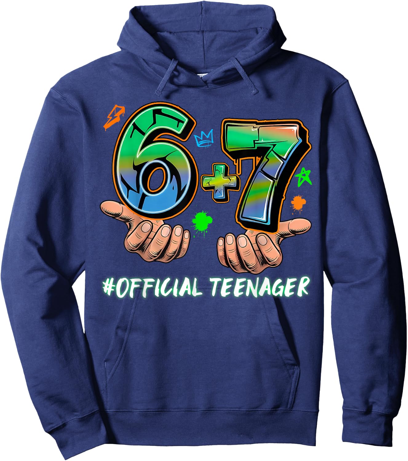 6+7 Offizielle Teenager 13. Geburtstag Sechs Sieben 6 7 Meme Hände Hoodie - Hoodie | Navy