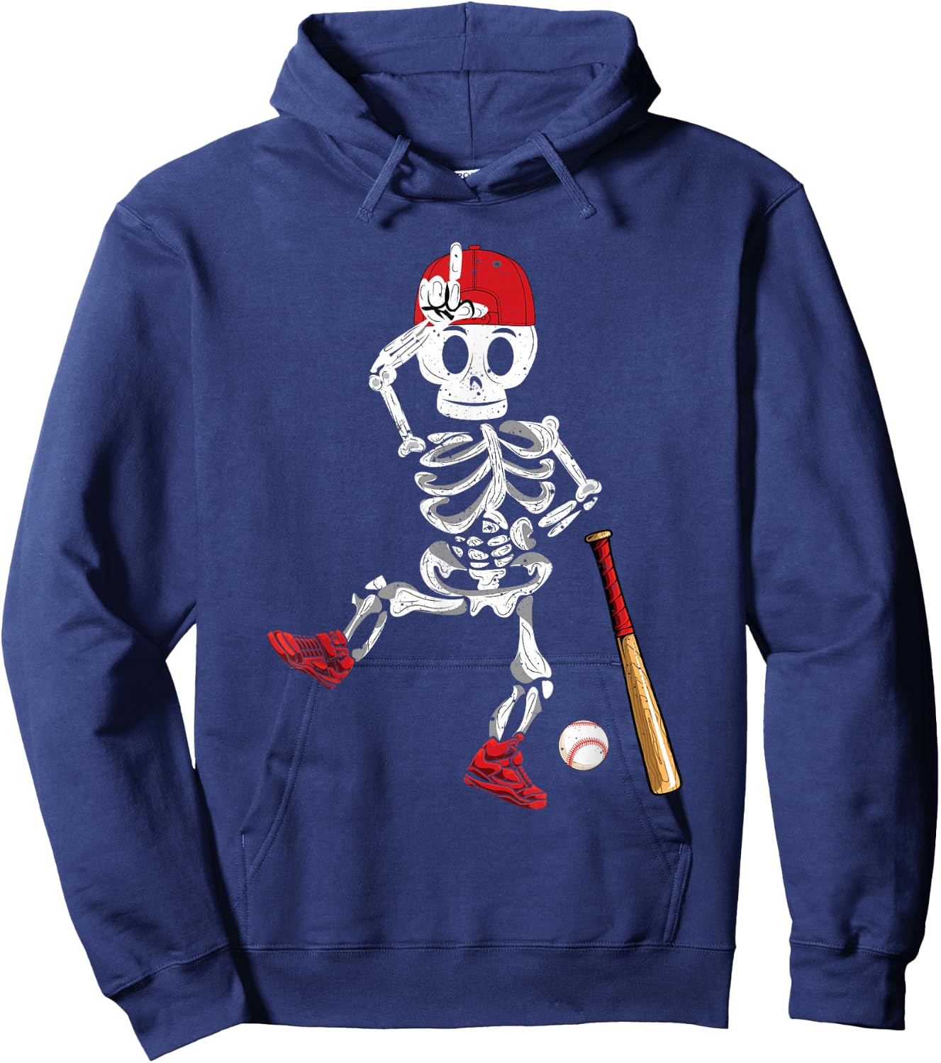 Baseball Skeleton Halloween Funny Skeleton Baseball Playing Hoodie - Hoodie | Navy