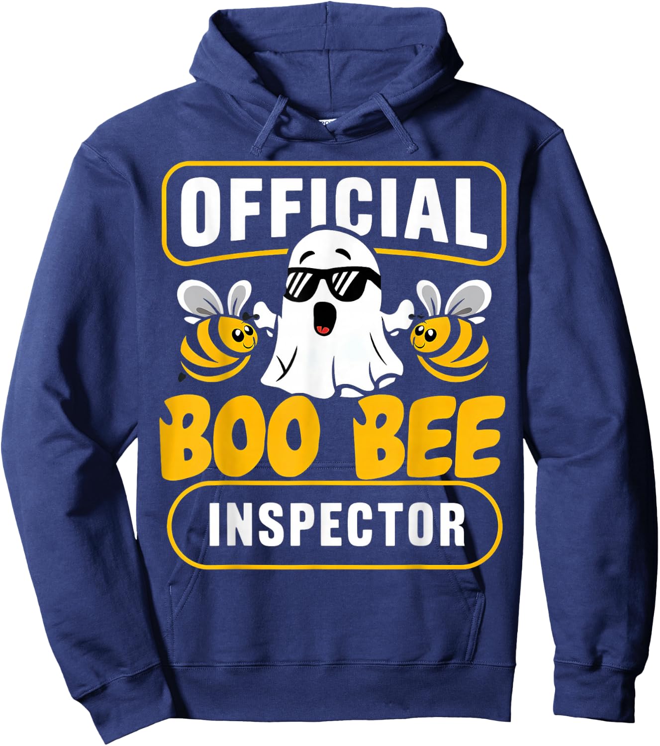 Official Boo Bee Inspector Halloween Humor Funny Ghost Hoodie - Hoodie | Navy